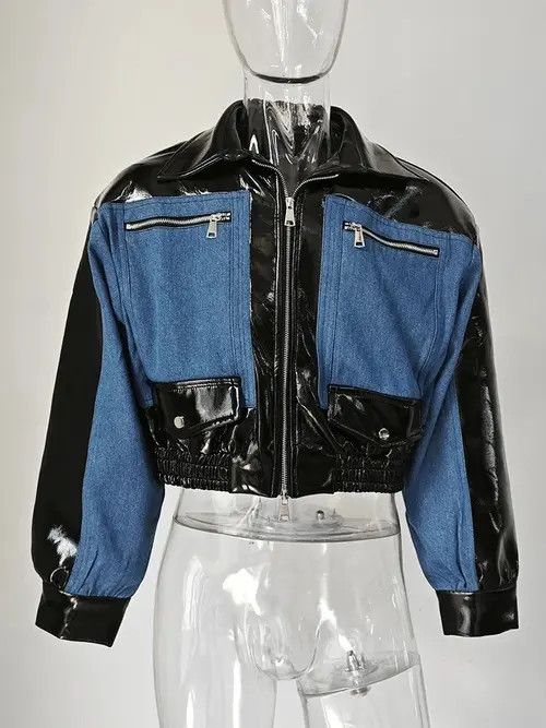 VIBE Design patchwork denim leather jacket y2k Size US L / EU 52-54 / 3 - 2 Thumbnail