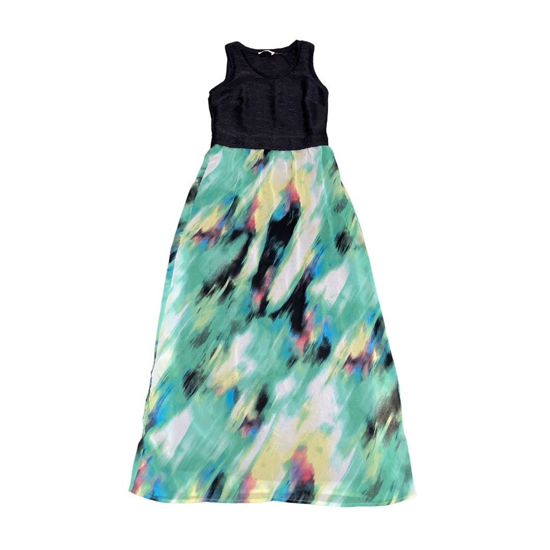 Calvin Klein Sleeveless Maxi Dress Colorblock Watercolor SZ XS Artsy Chic Size XS / US 0-2 / IT 36-38 - 1 Thumbnail