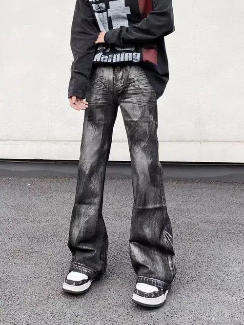 VIBE High street vintage batik dirty wash graffiti baggy jeans Size US 30 / EU 46 - 3 Thumbnail