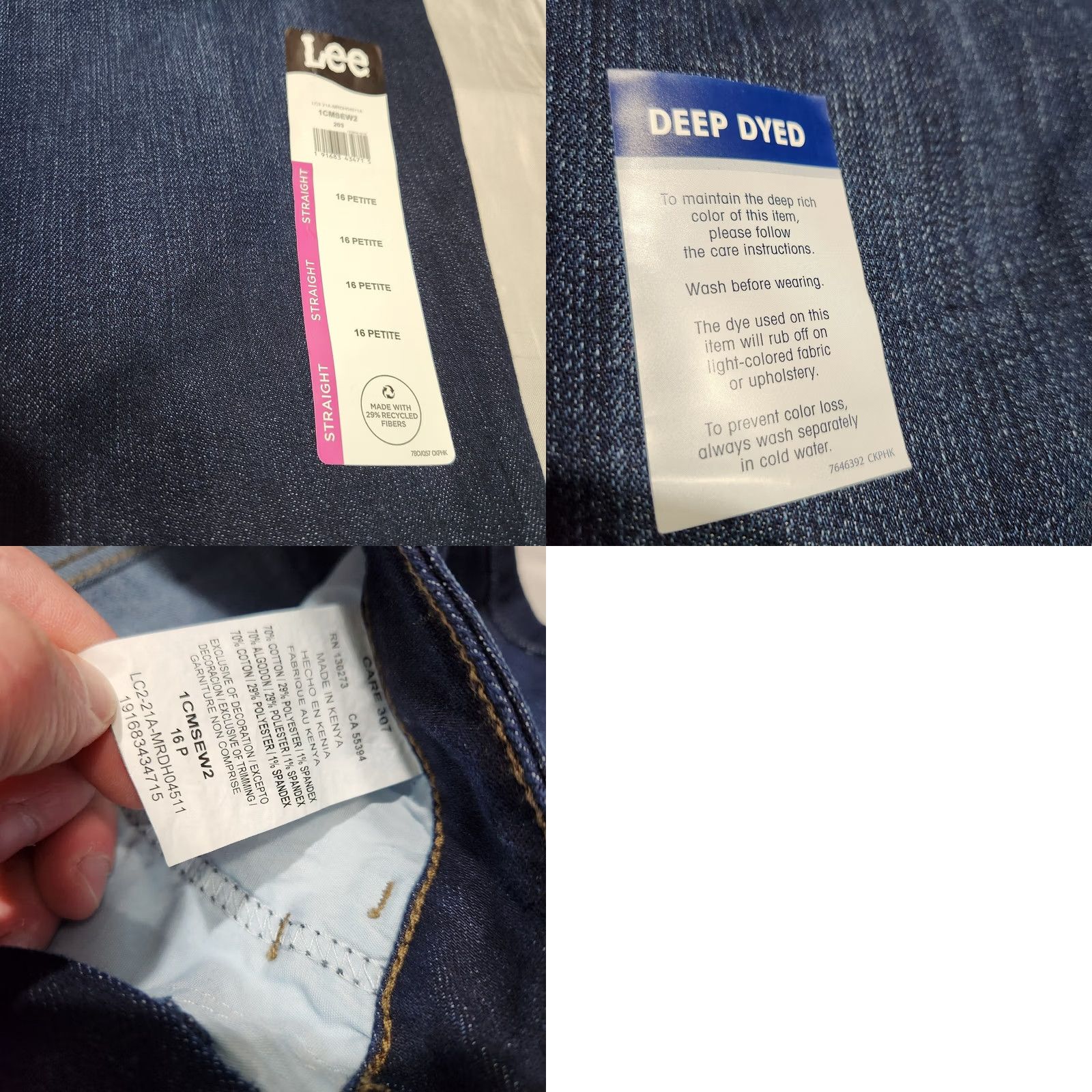 Lee LEE Jeans Women 16 Petite Straight Leg Mid Rise Dark Wash Stretch Denim Size 38" / US 16 / IT 52 - 8 Thumbnail