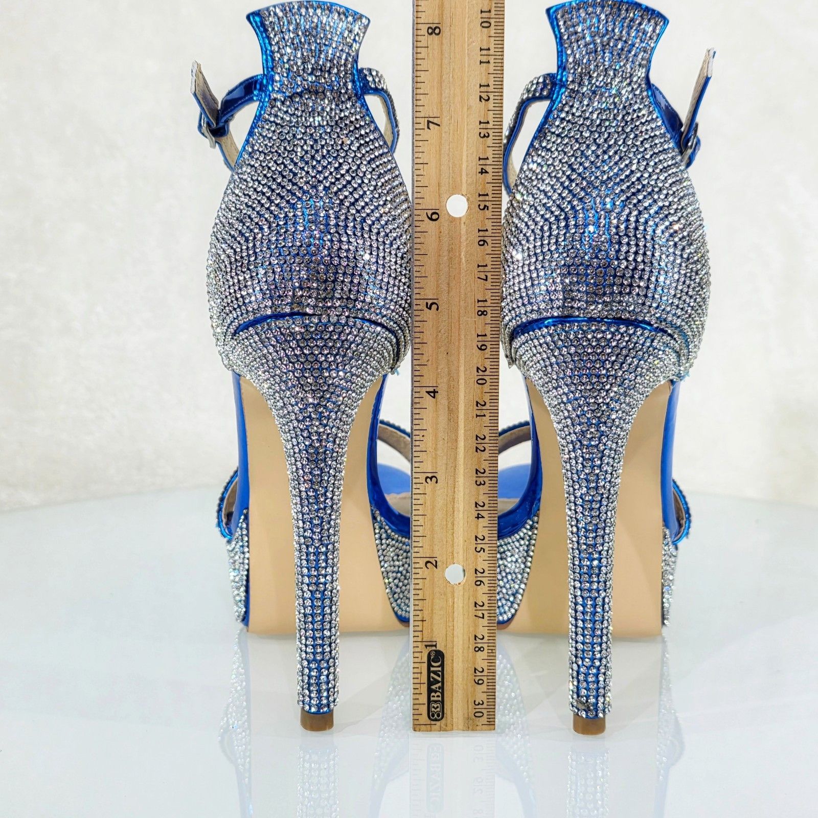Other Destiny Blue Metallic Platform 5" Heels Rhinestone Evening P Size US 6 / IT 36 - 4 Thumbnail