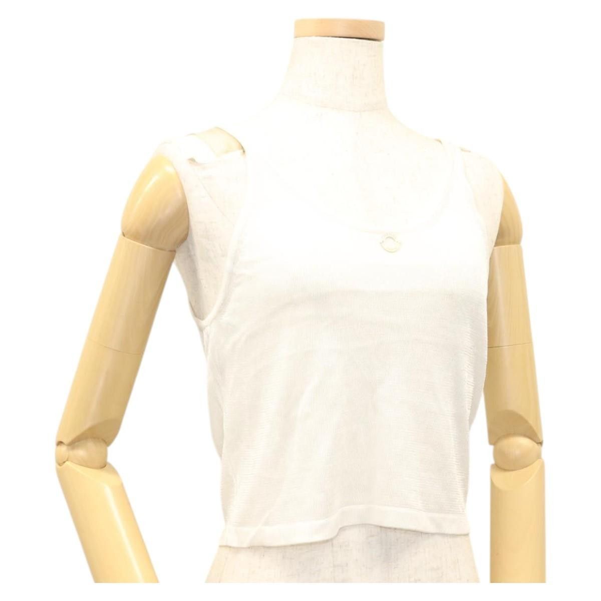 Chanel Chanel Knitted Fabrics Tank Top Polyester White CC Size M / US 6-8 / IT 42-44 - 1 Thumbnail