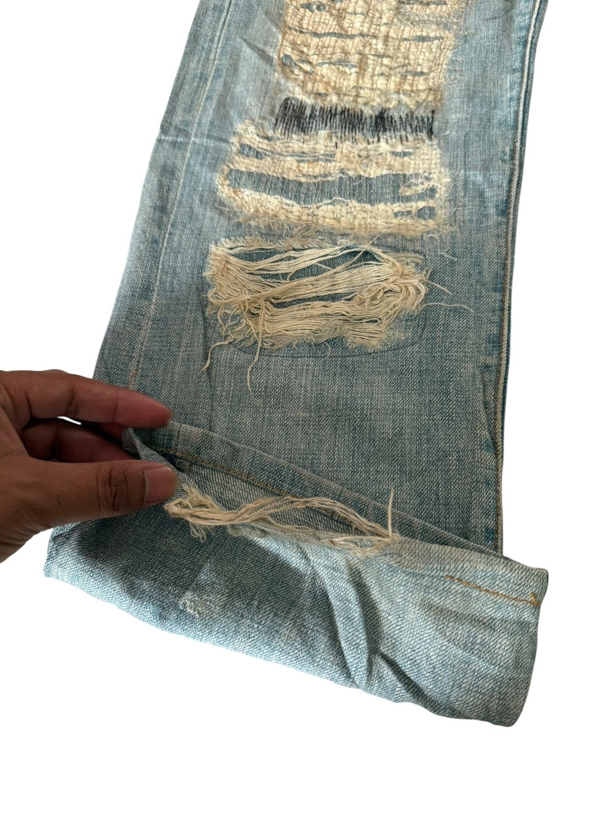 Japanese Brand Japanese Ykk New Max Faded Distressed Rare Design Denim Size US 29 - 9 Thumbnail