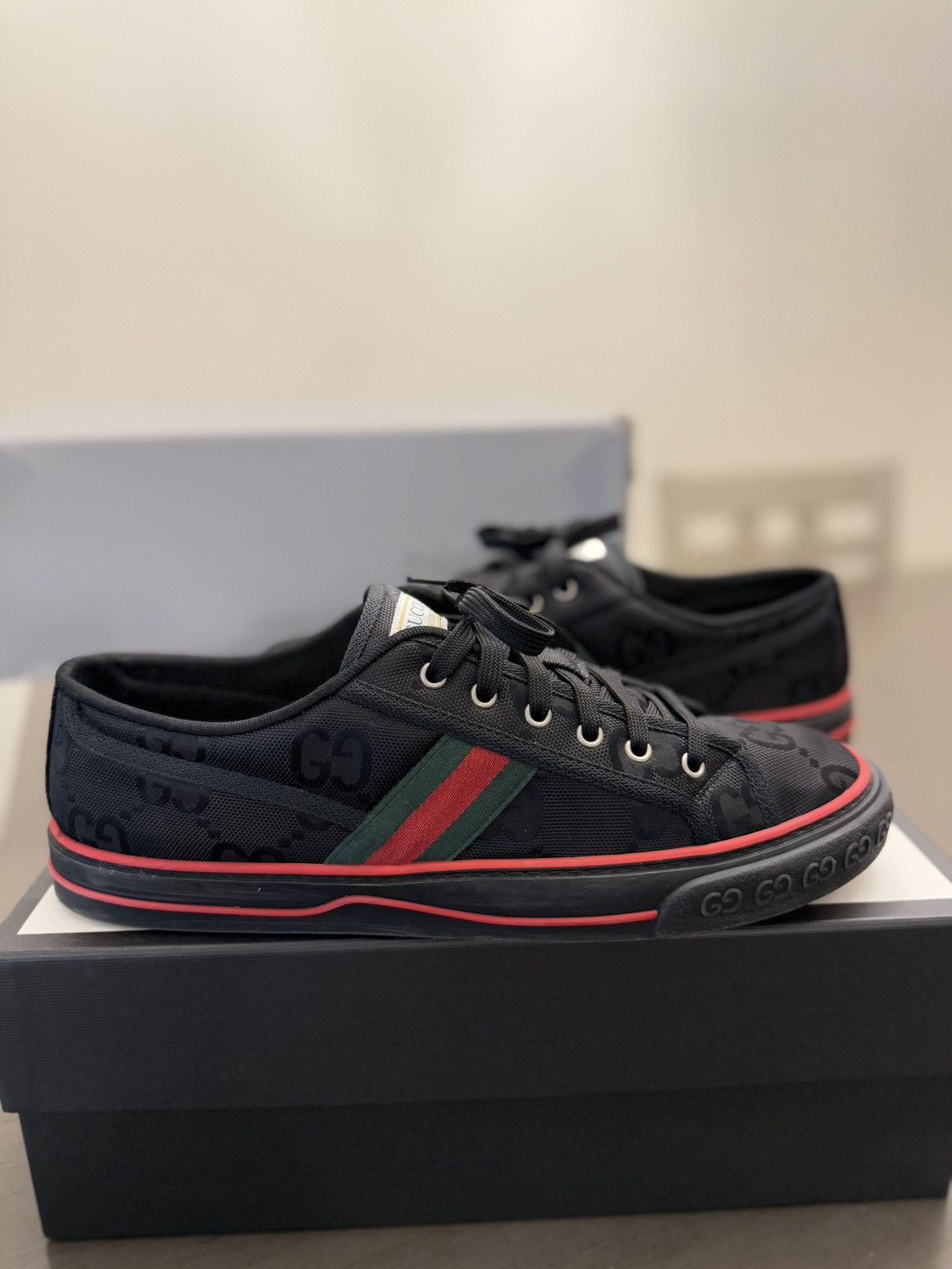 12G/12.5US Gucci 1977 Tennis Sneakers GG Canvas
