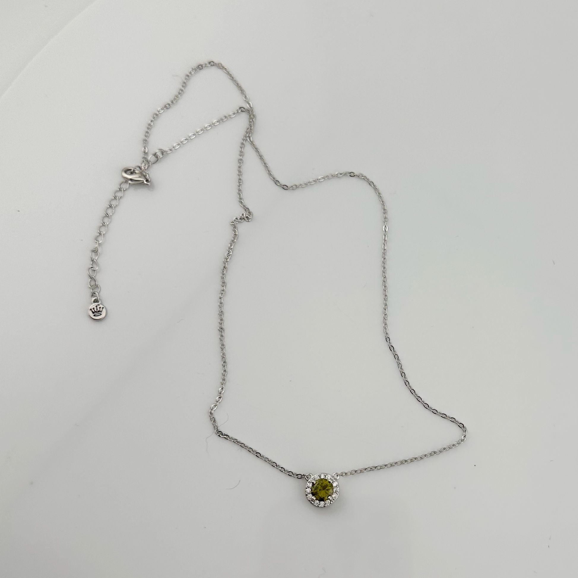 Other Beautiful Green Peridot & White Topaz Round Halo Necklace an Size ONE SIZE - 13 Thumbnail