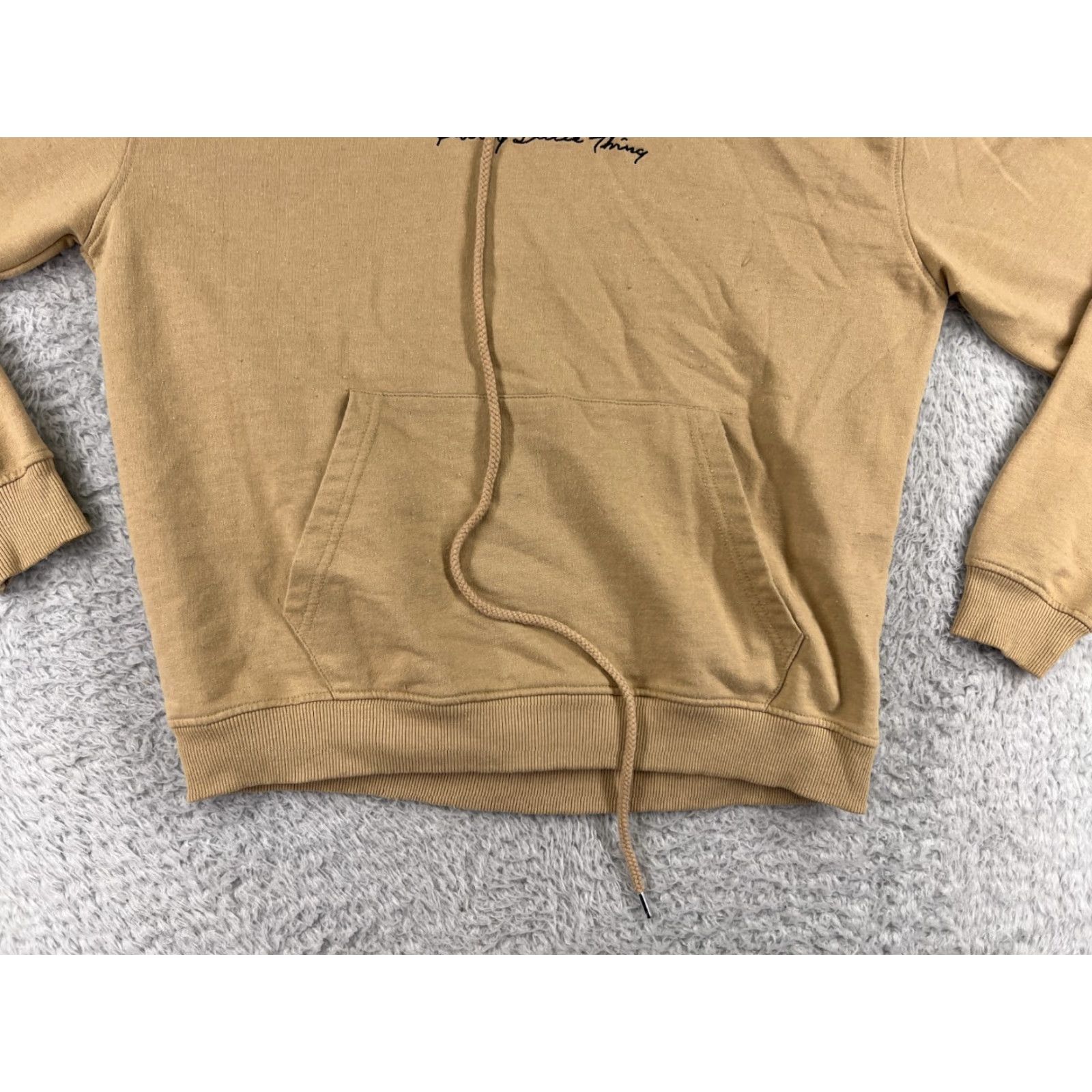 PrettyLittleThing VINTAGE PRETTYLITTLETHING Sweater Shirt Womens Medium Beige Hooded Pullover Kangaroo Pocket Size M / US 6-8 / IT 42-44 - 6 Thumbnail