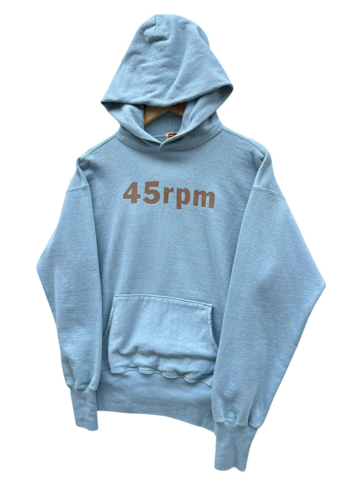 45rpm Vintage 45RPM Spellout Logo Soft Blue Hoodie Size US S / EU 44-46 / 1 - 3 Thumbnail