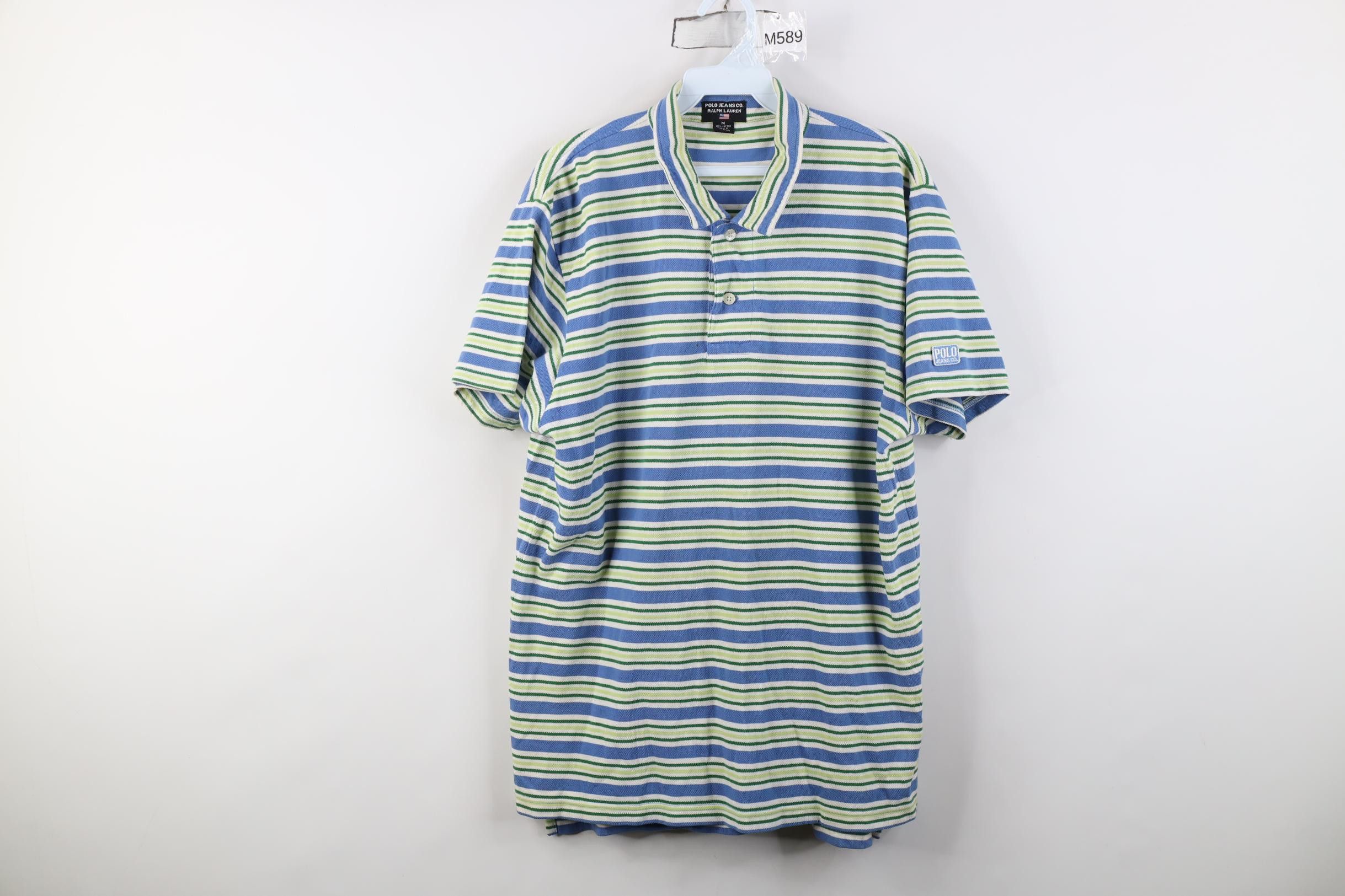 Polo Ralph Lauren Vintage 90s Ralph Lauren Box Logo Striped Knit Golf Polo Size US M / EU 48-50 / 2 - 1 Thumbnail