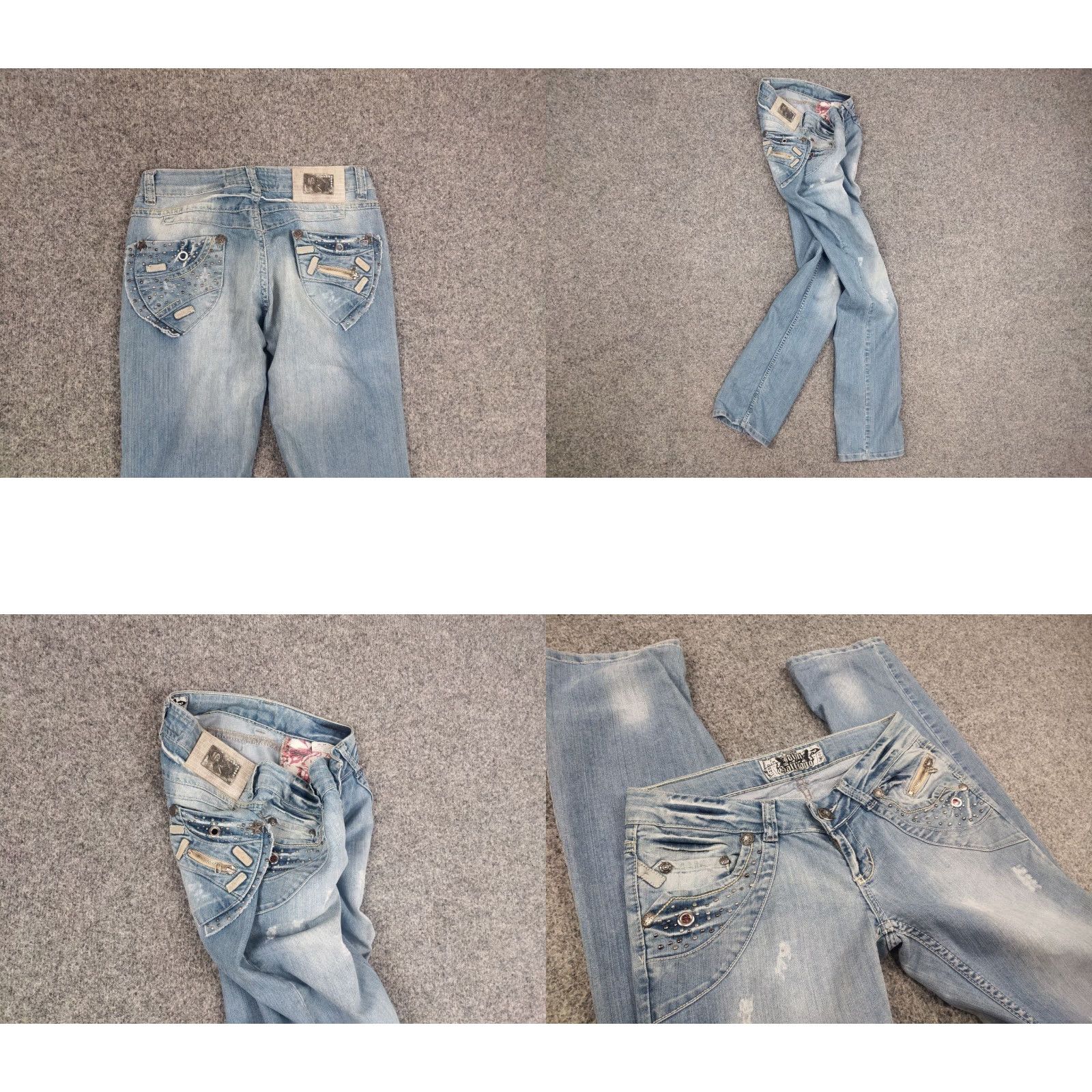 John Galliano VINTAGE John Galliano Jeans Denim 29 Blue 90s Art Biker Logo Distressed 5-Pocket Vintage John Galliano Mens Size US 29 - 8 Thumbnail