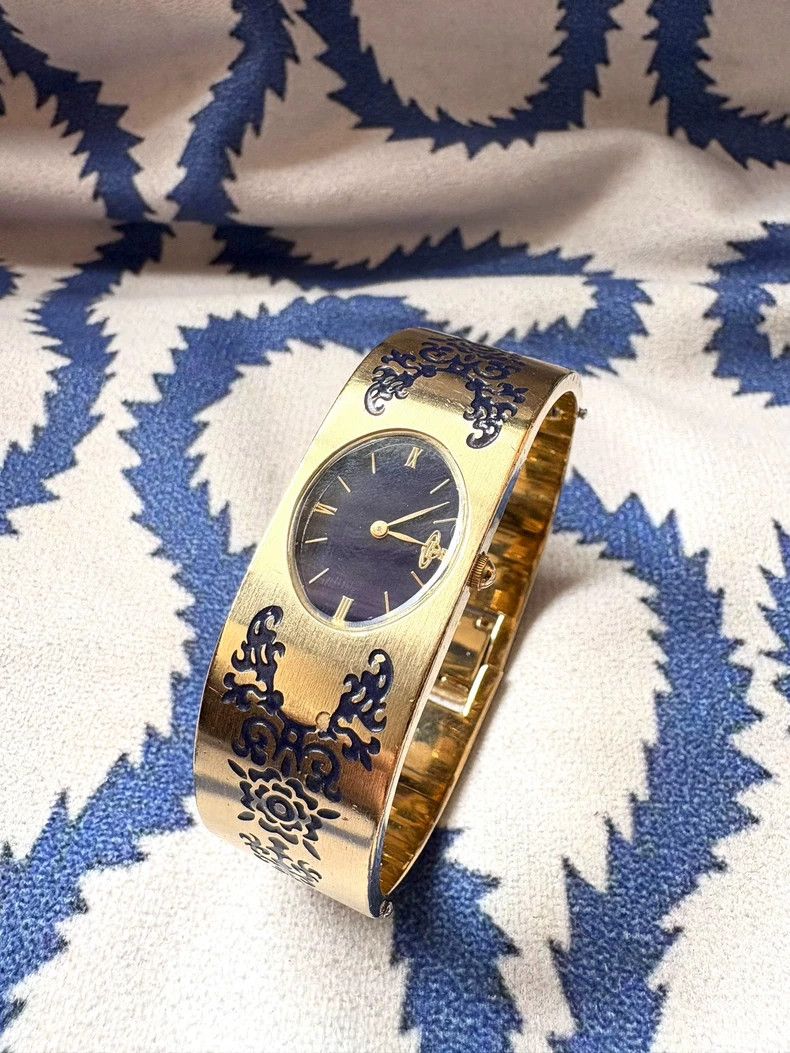 Vivienne Westwood Golden Carved Blue Dial Watch