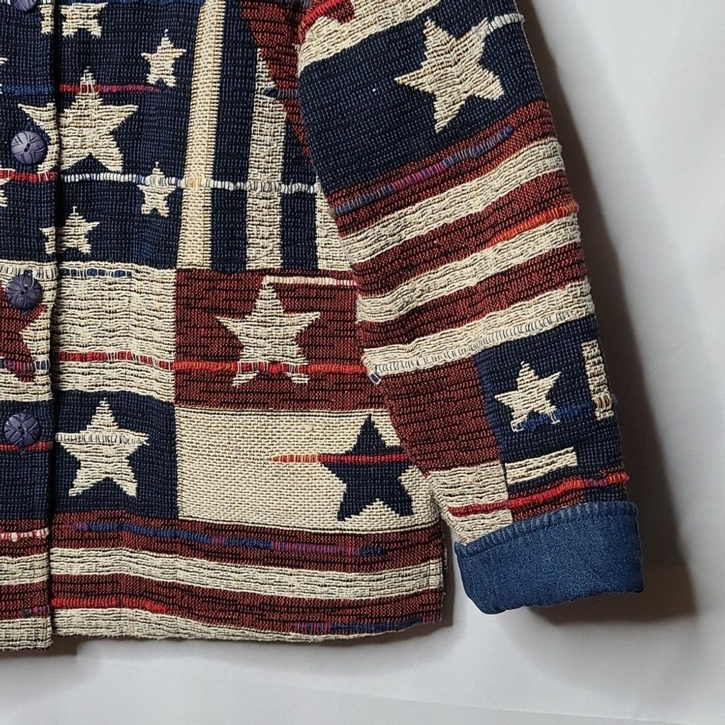 The Unbranded Brand Coldwater Creek Vintage Tapestry patriotic flag jacket M Size M / US 6-8 / IT 42-44 - 3 Thumbnail