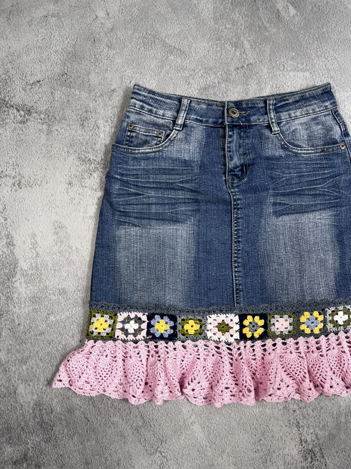 Other Vintage Y2K denim/knitted midi skirt retro old money style M Size 28" / US 6 / IT 42 - 2 Thumbnail