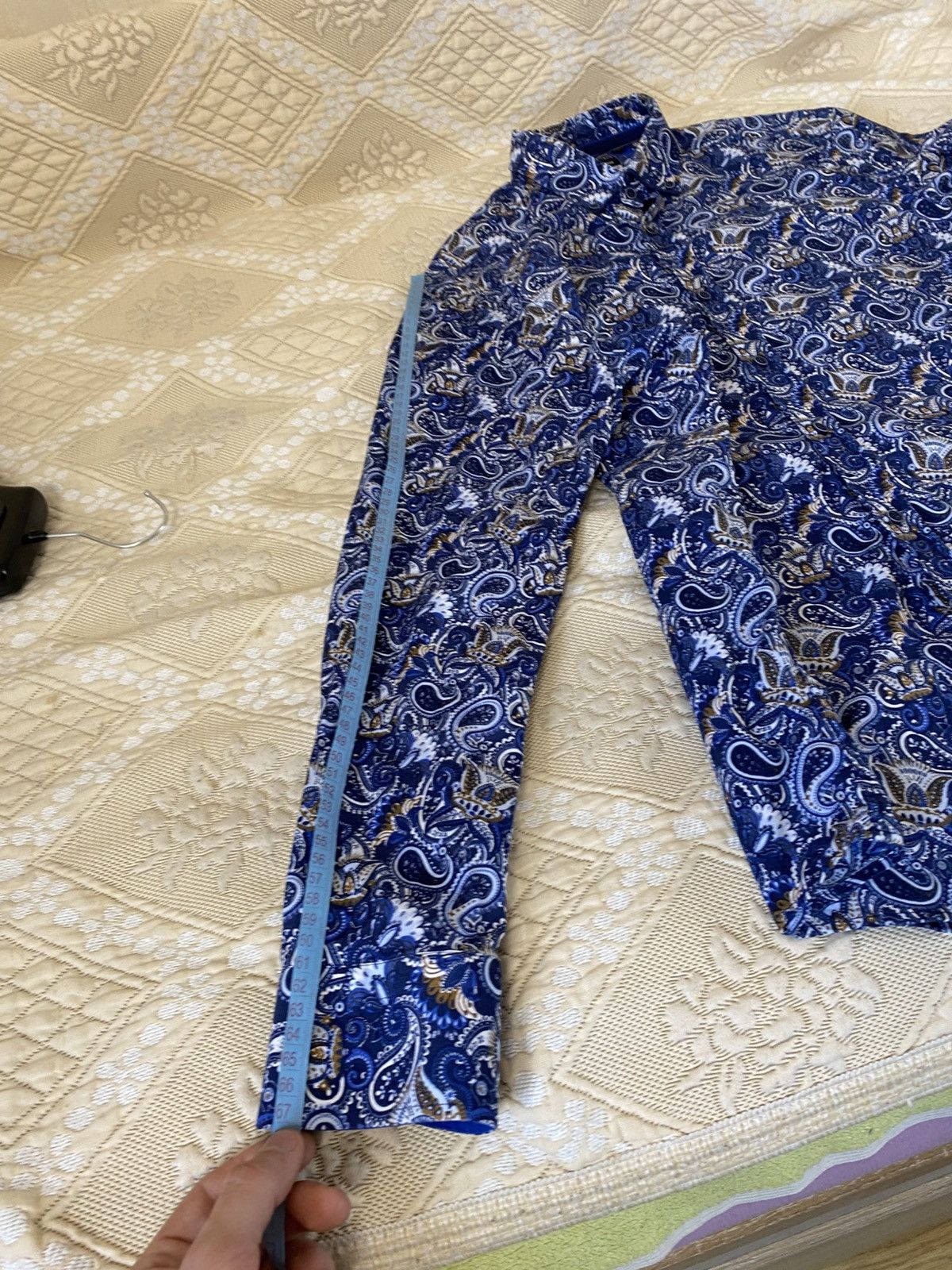 Vintage 🔥 Guide London Paisley Polo Long Sleeve Button Shirt Blue Size US XL / EU 56 / 4 - 13 Thumbnail