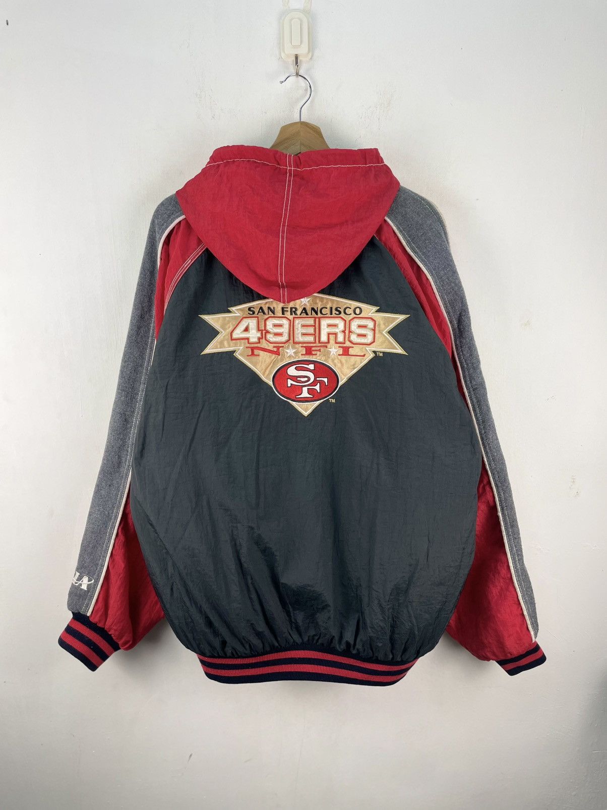 NFL Vintage San Francisco 49ers Windbreaker Hoodie Nylon Jacket Size US XXL / EU 58 / 5 - 3 Thumbnail