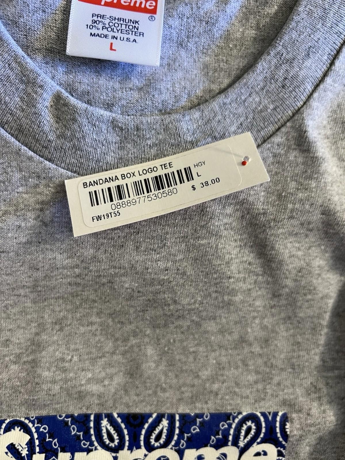 Supreme FW19 Supreme Bandana Box Logo Tee Heather Grey L 2019 Size US L / EU 52-54 / 3 - 6 Thumbnail
