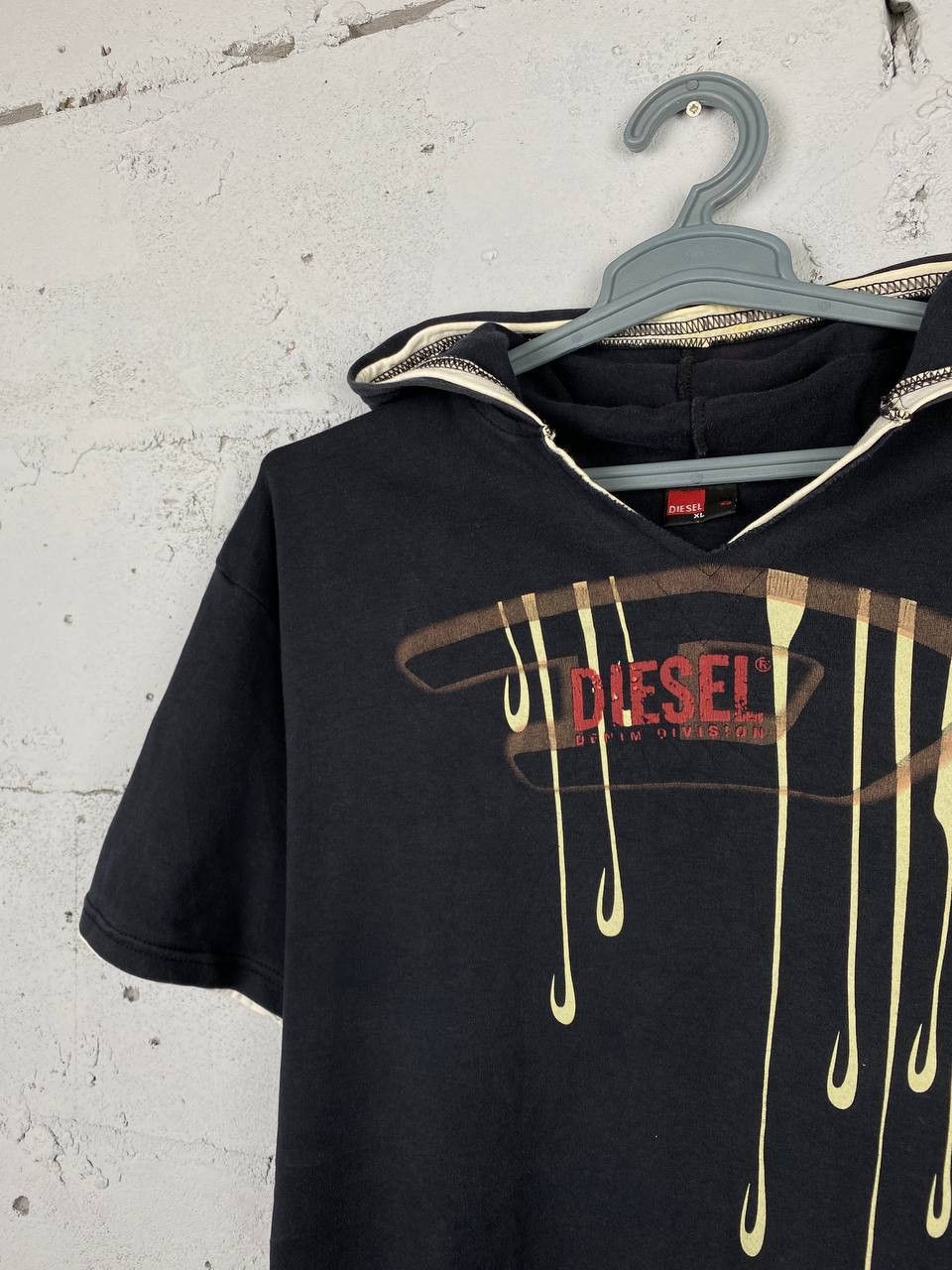 Diesel × Vintage Vintage Y2K Diesel Printed Back Hooded T-Shirt Size US XL / EU 56 / 4 - 5 Thumbnail