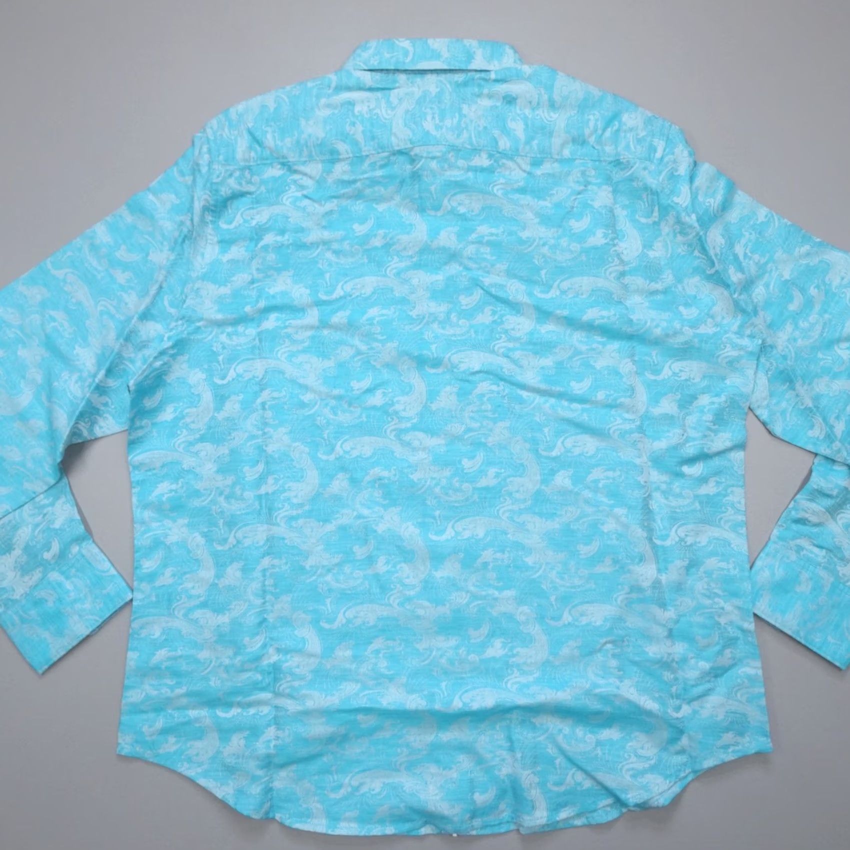 Robert Graham Robert Graham Poseidon Linen Blend Button Up Shirt Paisley Turquoise 2XL Mens Shirt Size US XXL / EU 58 / 5 - 7 Thumbnail