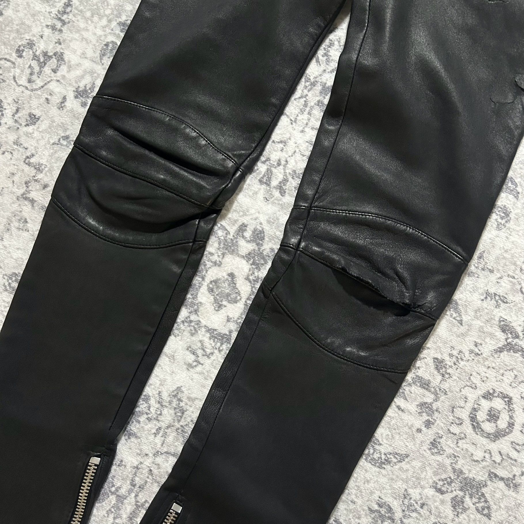 Balmain AW10 Leather Moto Biker Pants