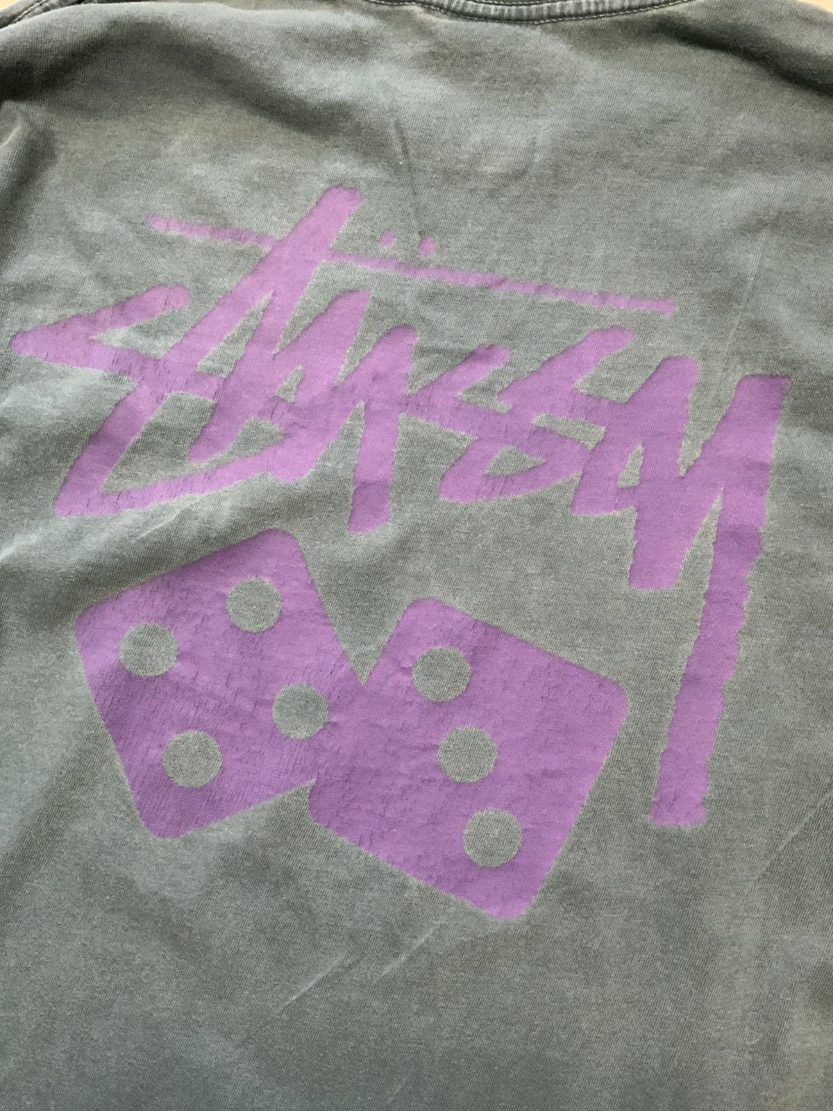 Stussy Pigment Dyed Blue Dice Skateboarding Graphic T-Shirt