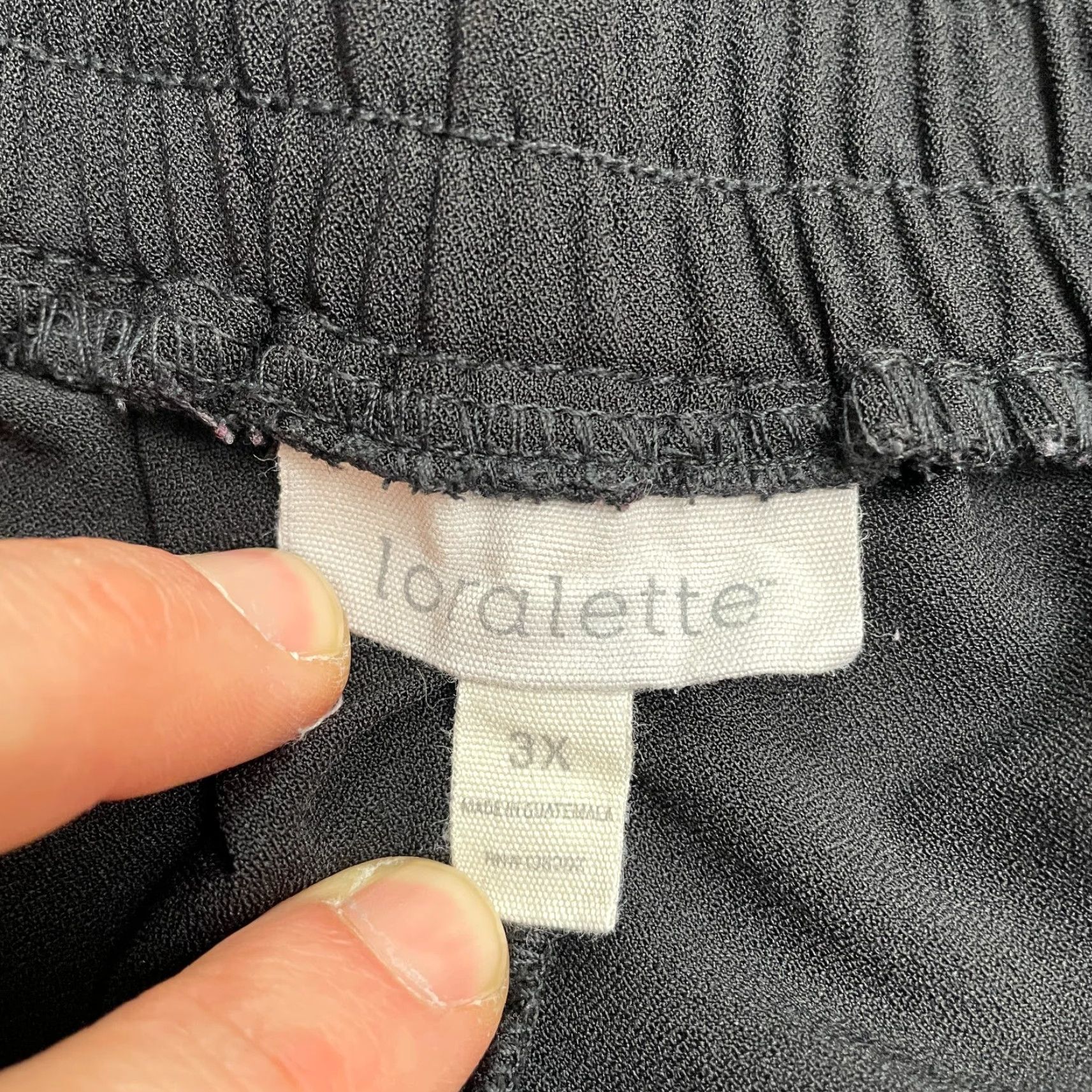 Vintage Loralette Cropped Pants Womens 3X Black Wide Leg Elastic Waist Casual 39x22 Size 40" / US 18 - 4 Thumbnail