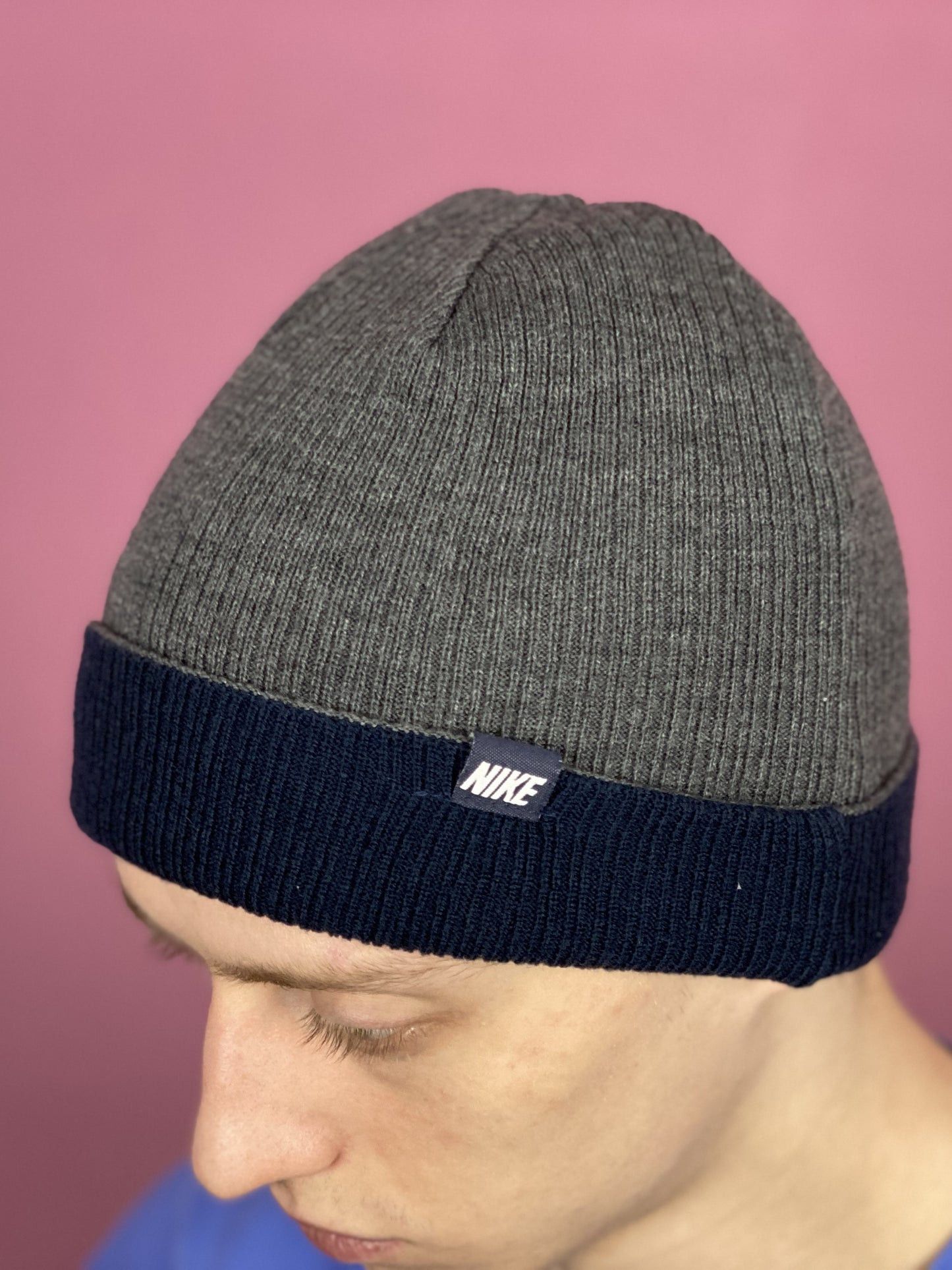 Nike × Vintage Nike Vintage Reversible Beanie Hat - Navy Blue Size ONE SIZE - 2 Thumbnail