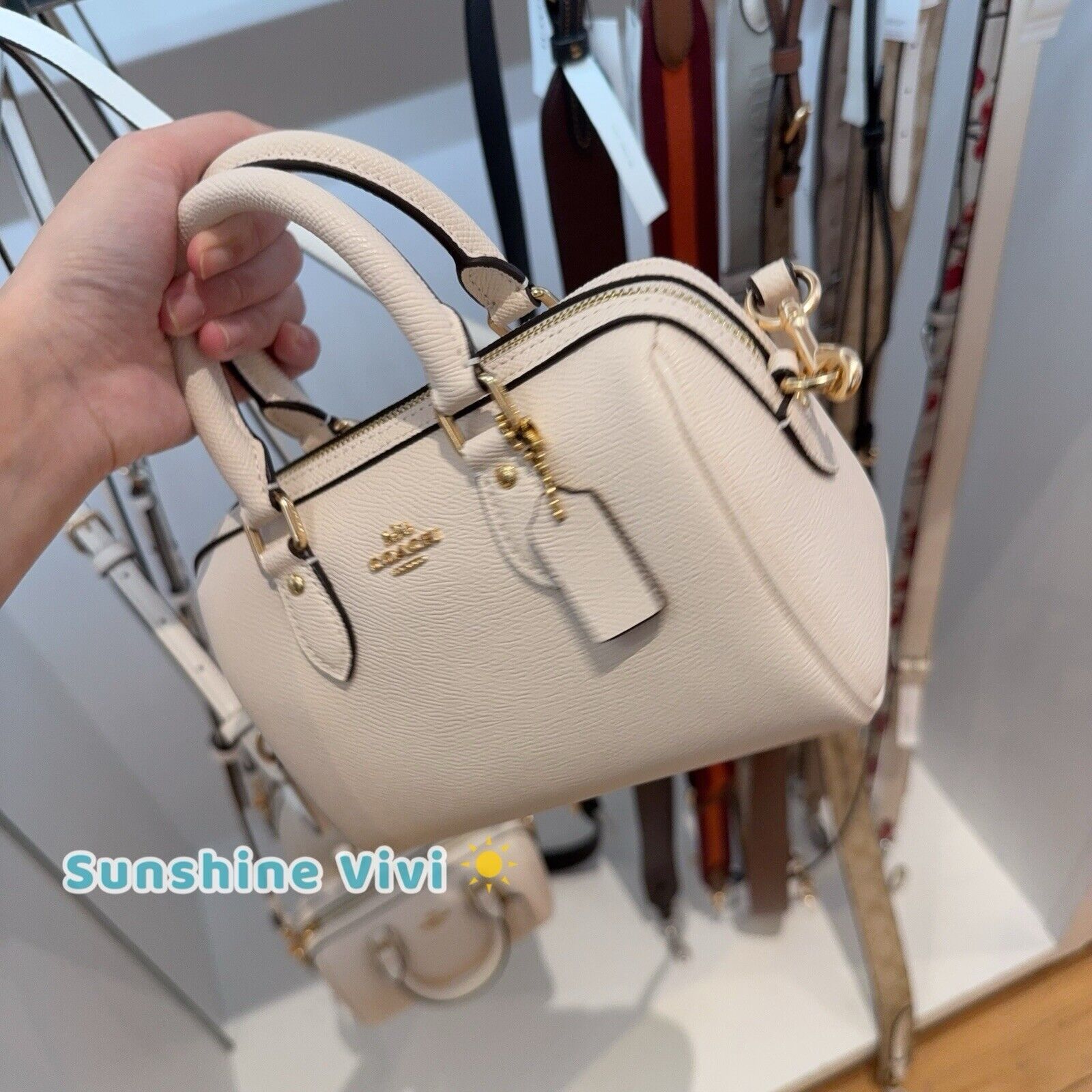 Coach NWT Coach Mini Rowan Crossbody Bag Leather CV404 Gold/Chalk Size ONE SIZE - 7 Thumbnail