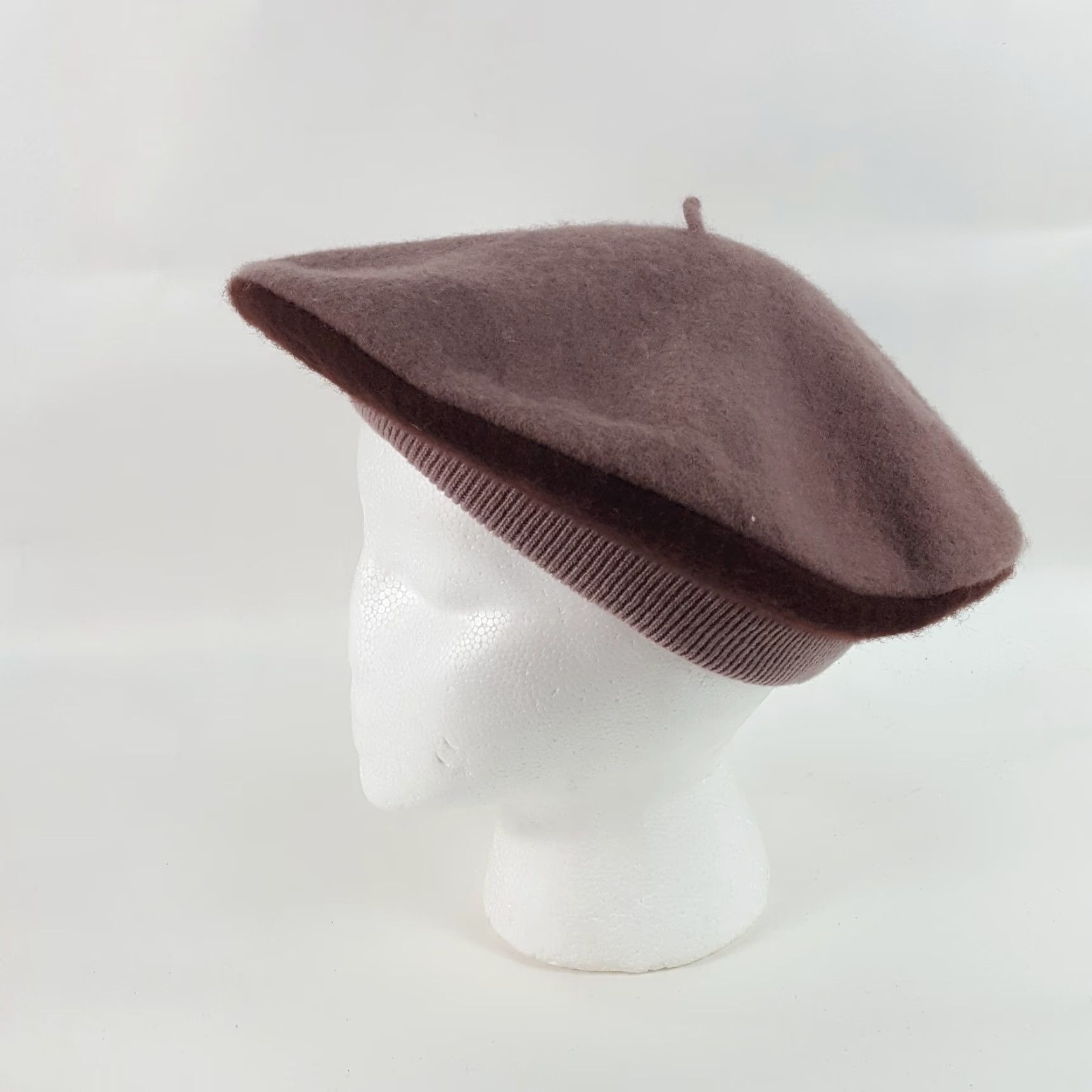 FELT VINTAGE Beige Felt Wool French Beret Winter Wool Hat Womens One Size Brown 80s 90s Boho Retro French Beret Mens Womens Girls Boys Size ONE SIZE - 4 Thumbnail
