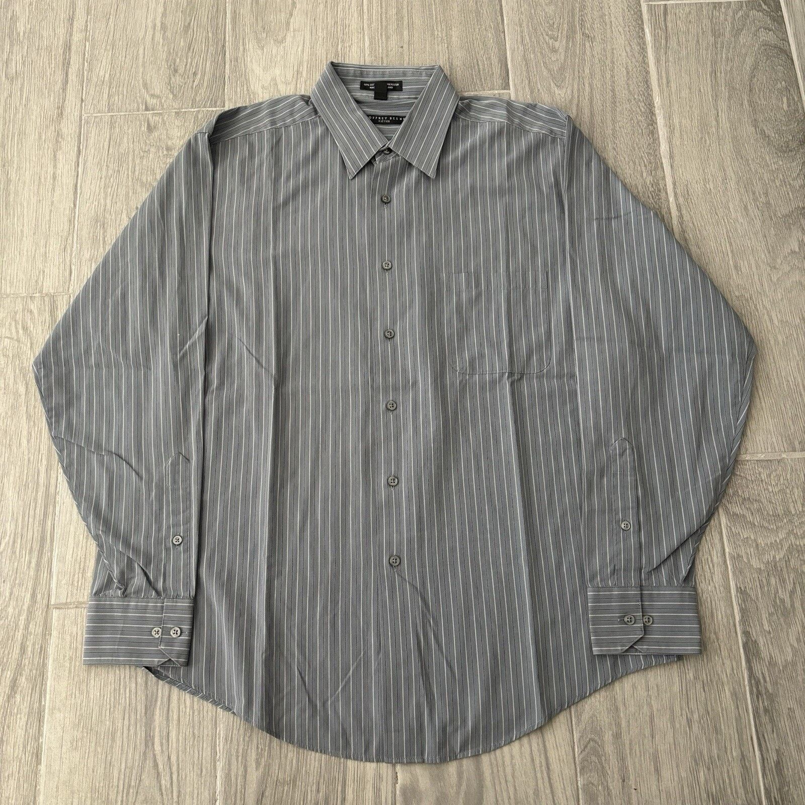Geoffrey Beene Geoffrey Beene Men’s Large Grey Fitted Wrinkle Free Shirt Size US L / EU 52-54 / 3 - 1 Thumbnail