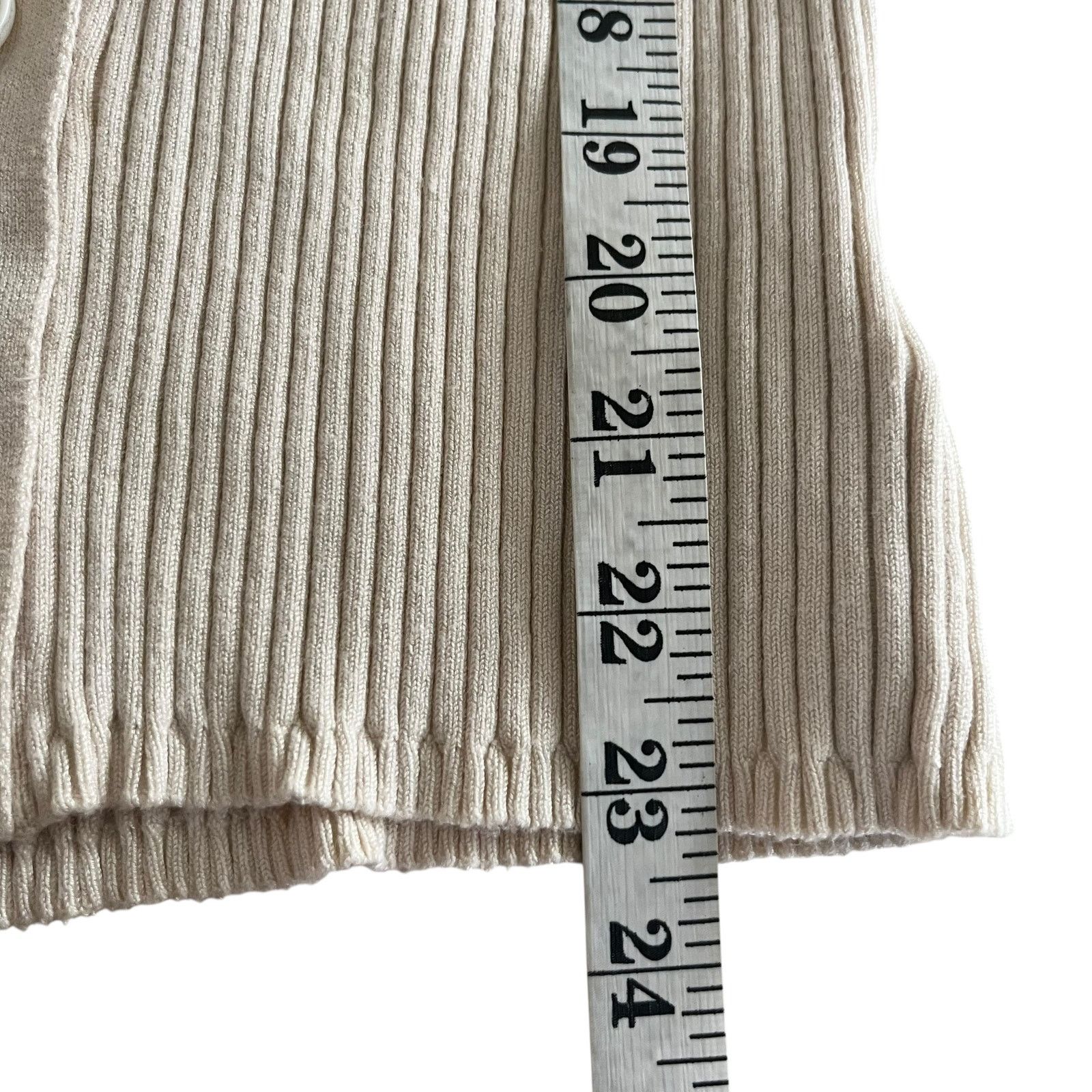 Sandro Sandro Cream Wool Blend Ribbed Knit Cardigan Sweater Size XS / US 0-2 / IT 36-38 - 10 Thumbnail