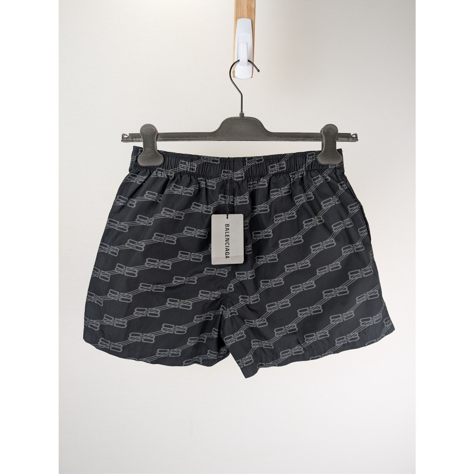 Balenciaga o1rshd1 BB Monogram Cotton Poplin Pyjama Shorts Black/Grey Size US 36 / EU 52 - 10 Thumbnail