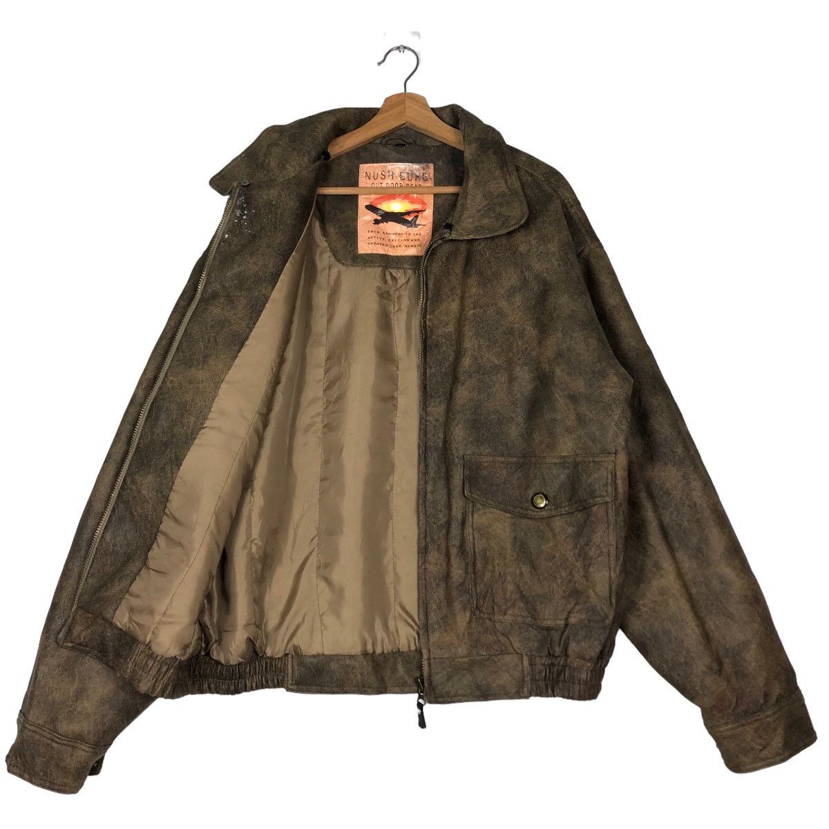 Japanese Brand 🔥Vtg Bomber Leather Jacket Parachute Nush Burg Military Size US L / EU 52-54 / 3 - 9 Thumbnail