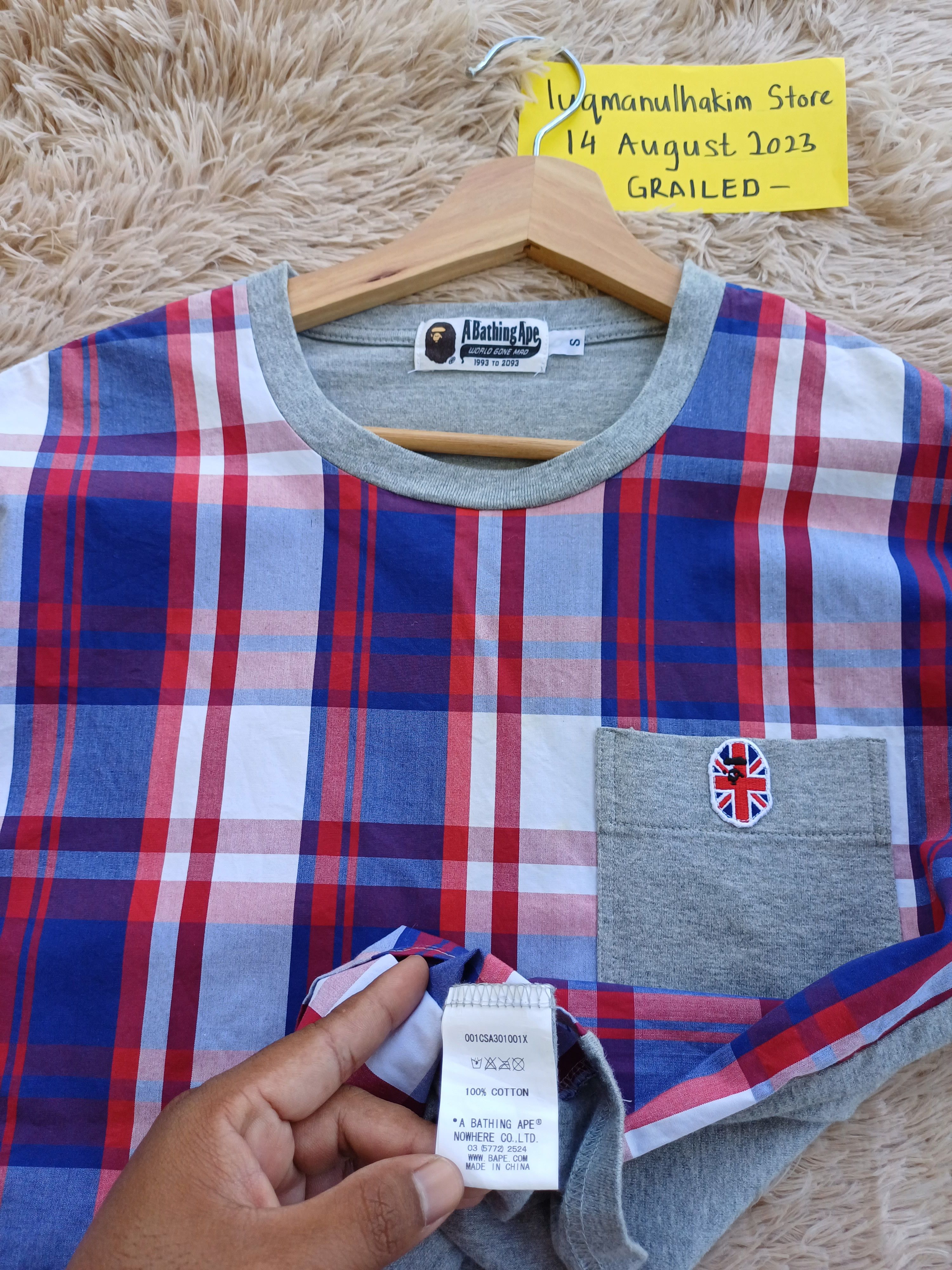 Bape Bape Check Union Jack Pocket Tee Size US S / EU 44-46 / 1 - 7 Thumbnail