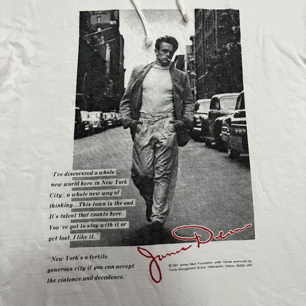 Vintage Vintage 1991 James Dean American Actor Hooded Tshirt Size US M / EU 48-50 / 2 - 4 Thumbnail