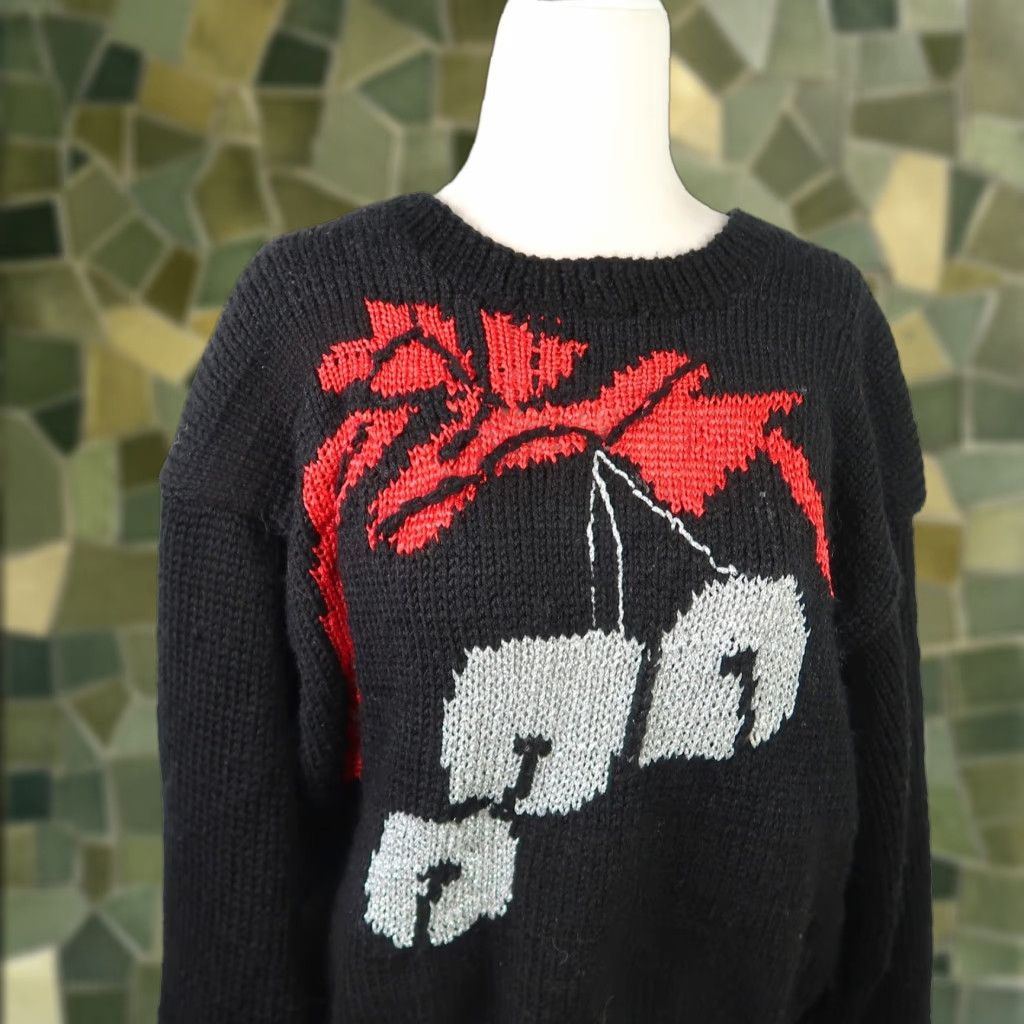 Bell VINTAGE 90s Black Knit Christmas Sweater Silver Bells L Women Crew Neck Pullover Christmas Christmas Sweater L Womens Size L / US 10 / IT 46 - 1 Thumbnail