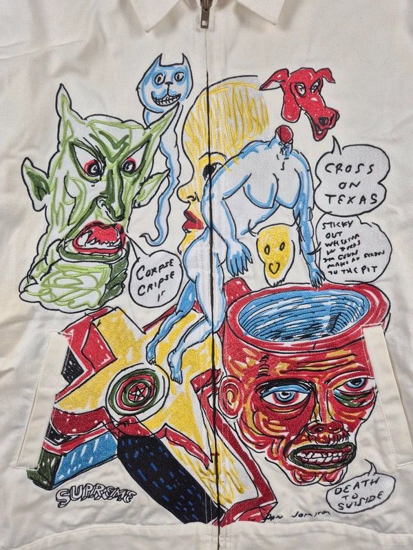 Supreme Supreme Men's White Daniel Johnston Work Full Zip Jackets XL Size US XL / EU 56 / 4 - 3 Thumbnail