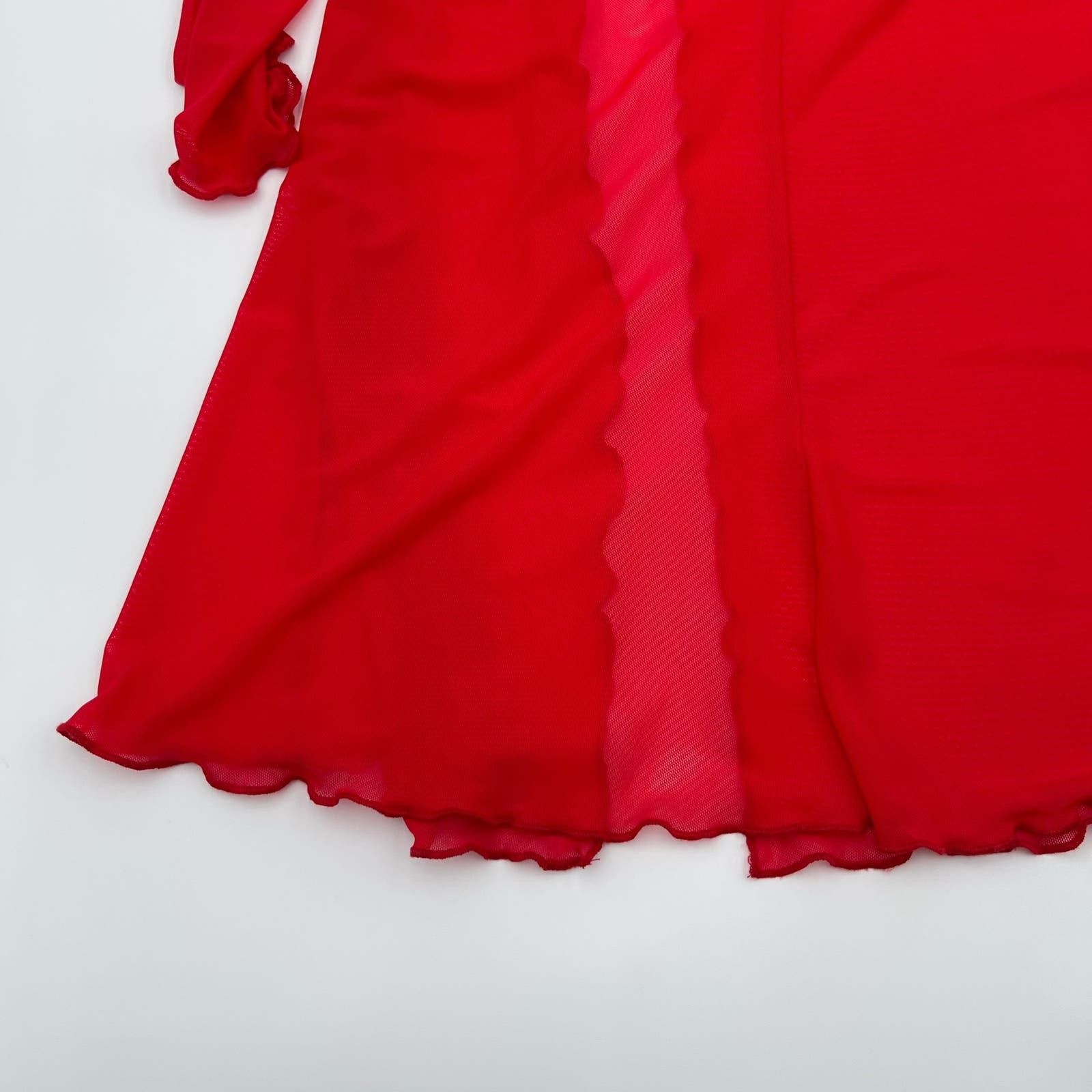 Other Majorelle | Elise Cherry Red Mesh Ruched Midi Dress S Size S / US 4 / IT 40 - 14 Thumbnail