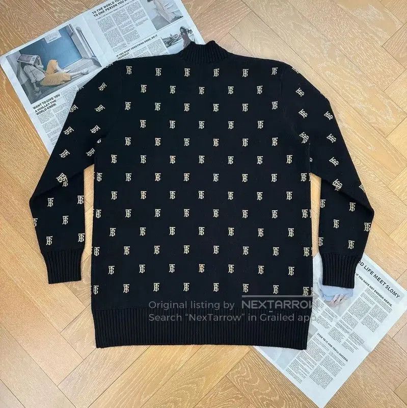 Burberry Burberry Black Knit Cardigan with Logo Pattern. Size S / US 4 / IT 40 - 2 Thumbnail