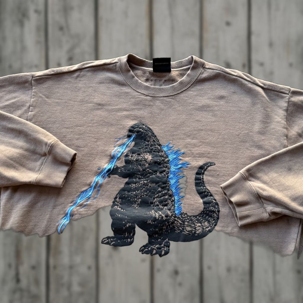 Teddy Fresh VINTAGE Teddy Fresh Sweatshirt Mens Large Godzilla Graphic Crew Neck Brown Cotton Fleece Movie Collab Size US L / EU 52-54 / 3 - 1 Thumbnail