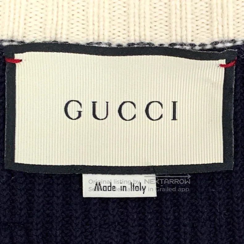 Gucci Gucci Black striped border letter embroidery cotton V-neck Size M / US 6-8 / IT 42-44 - 6 Thumbnail