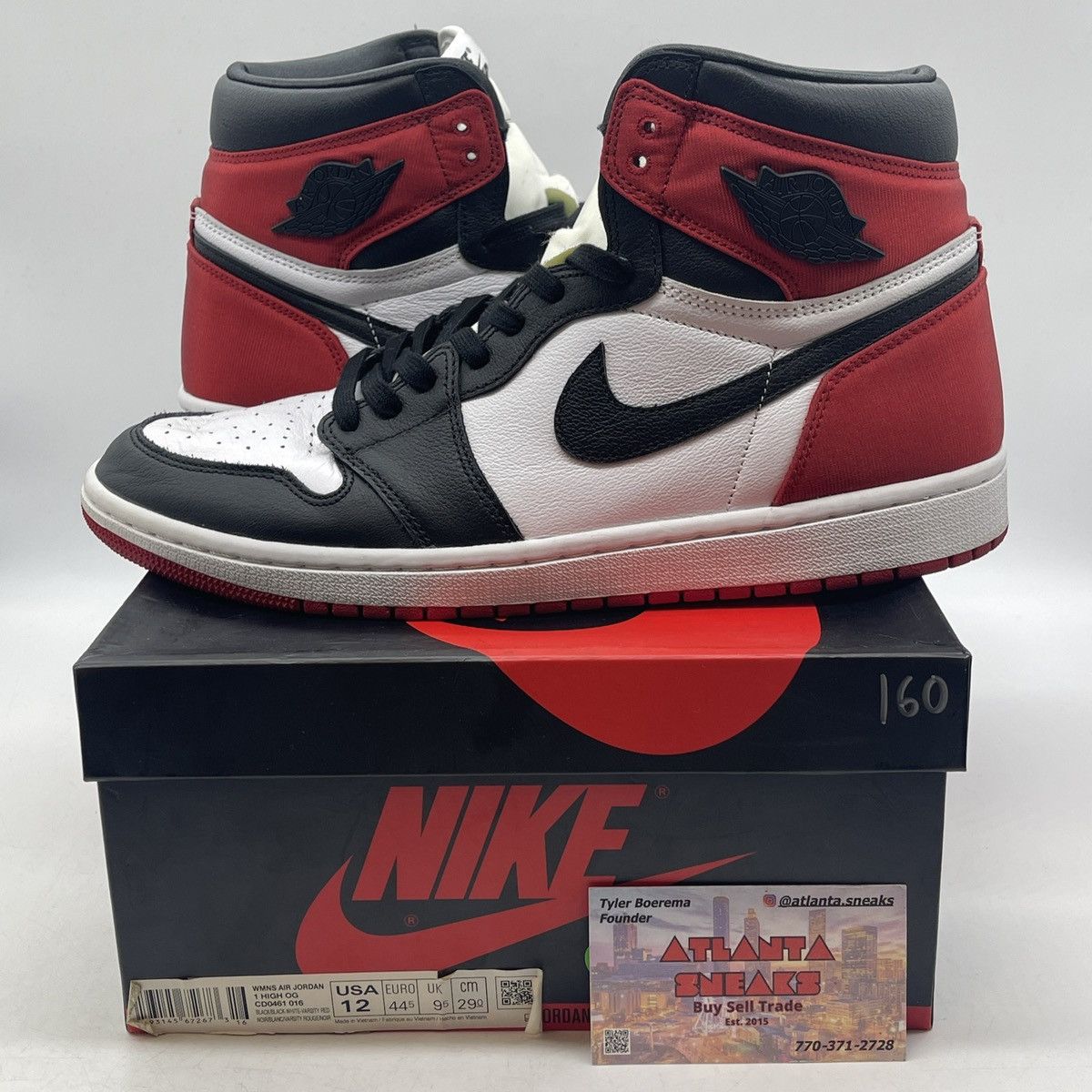 Jordan Brand Wmns Air Jordan 1 satin black toe Size US 12 / IT 42 - 1 Thumbnail