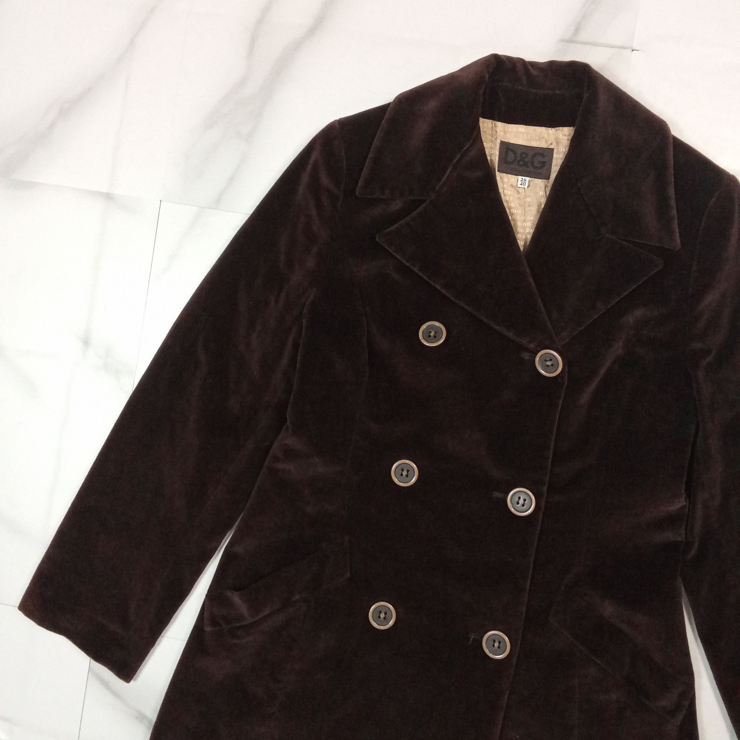 Dolce & Gabbana Archive - D&G Velvet Chocolate Long Coat Size M / US 6-8 / IT 42-44 - 2 Thumbnail