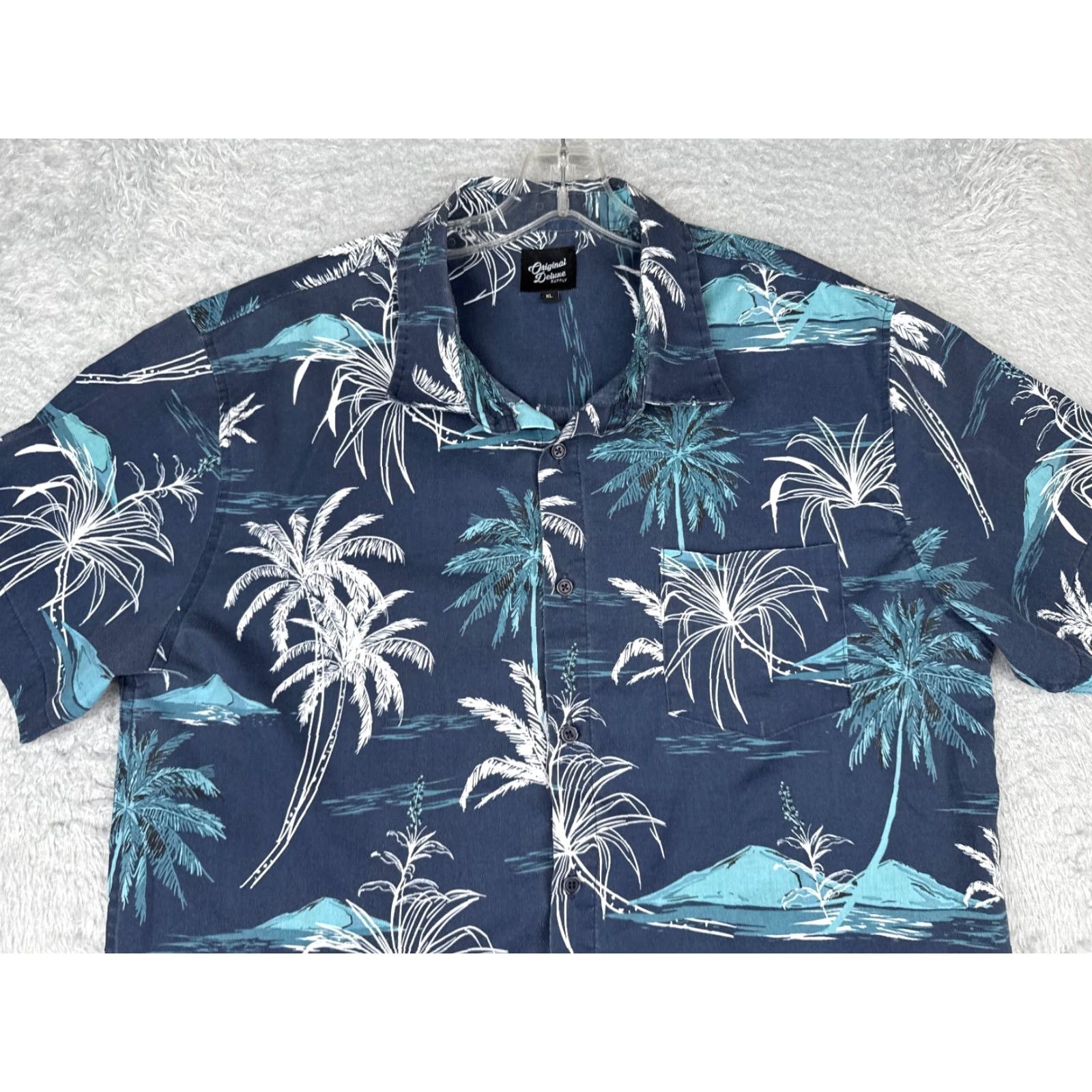 Vintage Original Deluxe Shirt Men XL Blue Floral Hawaiian Button Up Cotton Size US XL / EU 56 / 4 - 4 Thumbnail