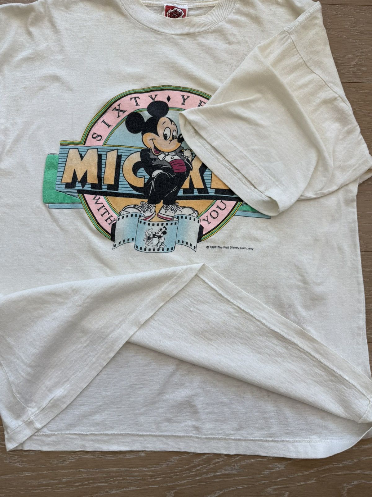 Disney Vintage 80s Disney Mickey Mouse 60 Years Graphic Shirt Size US L / EU 52-54 / 3 - 8 Thumbnail