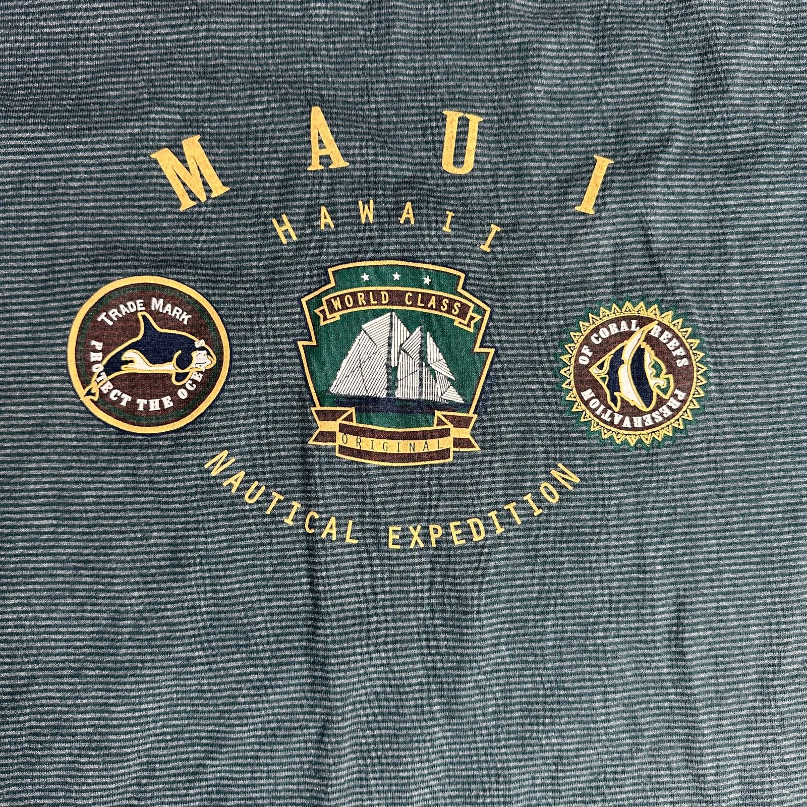 Other Vintage 90s Single Stitch T-Shirt Maui Nautical XL Green Size US XL / EU 56 / 4 - 2 Thumbnail