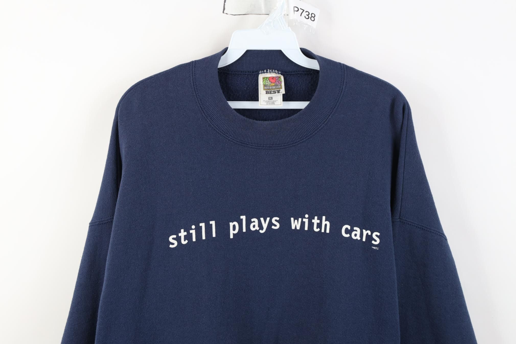 Vintage Vintage 90s Streetwear Still Plays With Cars Sweatshirt Blue Size US XL / EU 56 / 4 - 2 Thumbnail