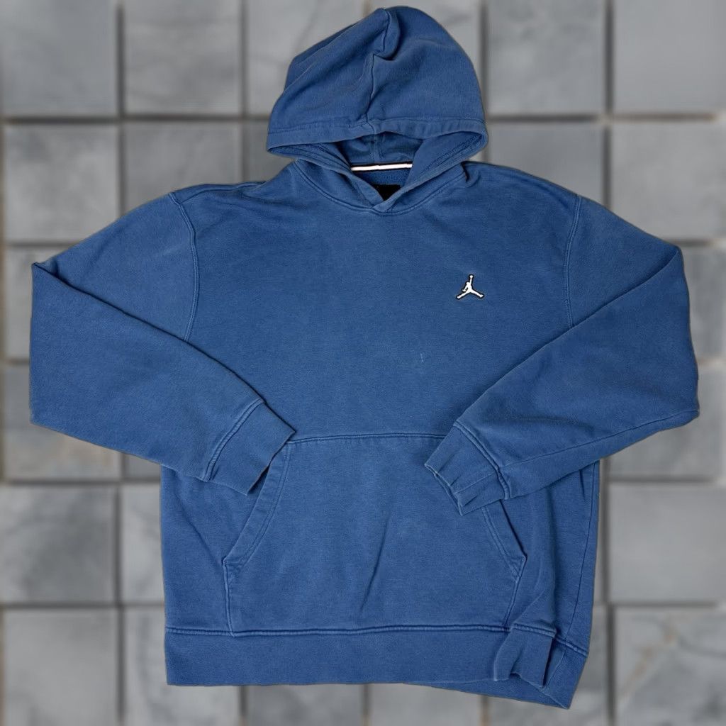 Jordan Brand VINTAGE Nike Jordan Hoodie Mens Medium Blue Jumpman Logo Pullover Fleece Kangaroo Pocket Size US M / EU 48-50 / 2 - 1 Thumbnail