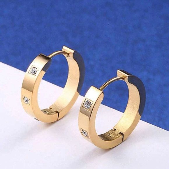 Other 1 Pair Women Stainless Steel Hoop Earring Size ONE SIZE - 3 Thumbnail