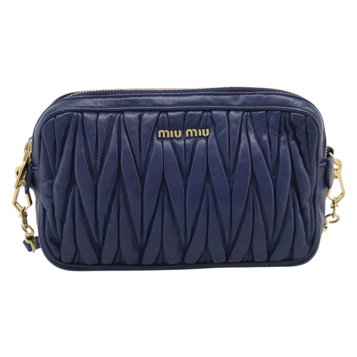 Miu Miu Borsa a tracolla Miu Miu Matelassé in pelle blu e oro, Size ONE SIZE - 2 Thumbnail