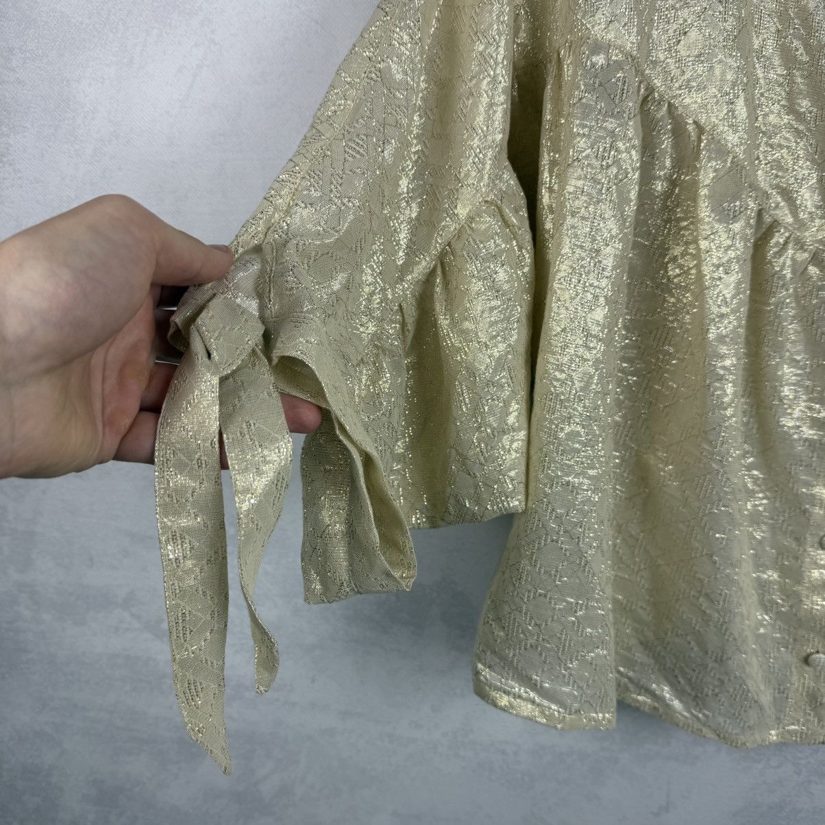 Sezane NWT Sezane Cristina Cotton Gold Metallic Ruched Blouse Size M / US 6-8 / IT 42-44 - 9 Thumbnail