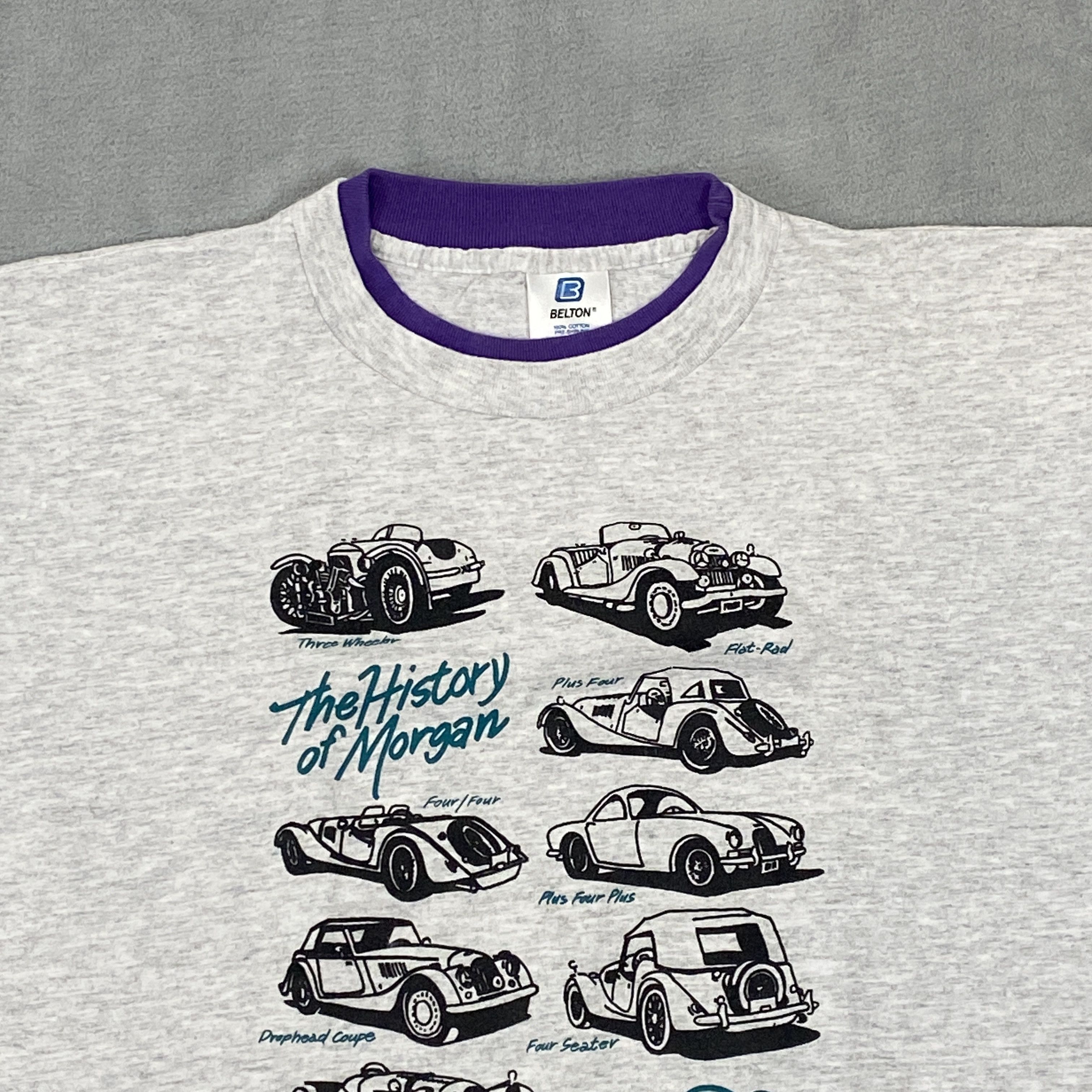 Vintage 80s Belton The HISTORY of MORGAN T Shirt Large Classic Cars Size US L / EU 52-54 / 3 - 5 Thumbnail